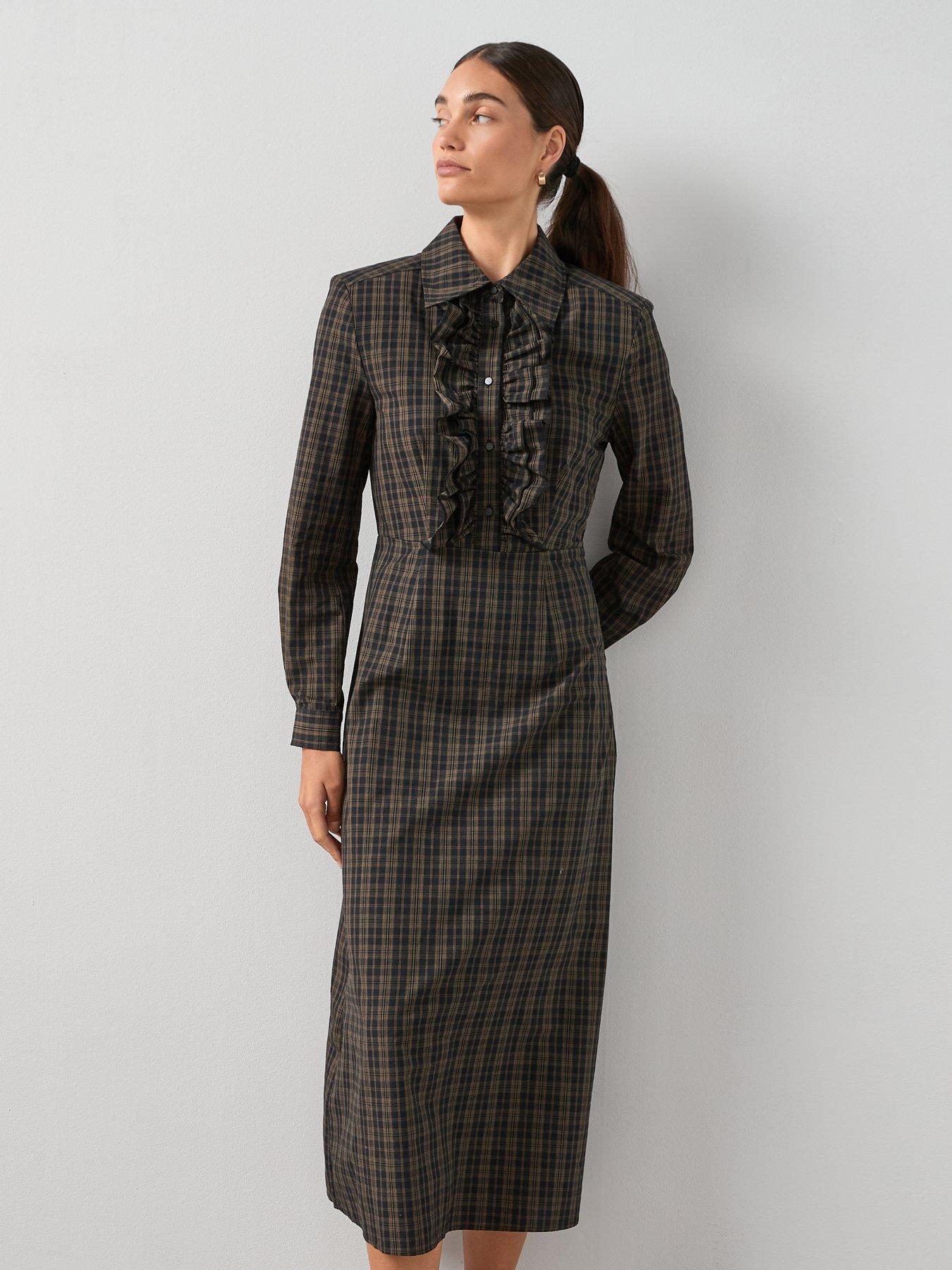 The Very Collection Checked Midi Shirt Dress - Print