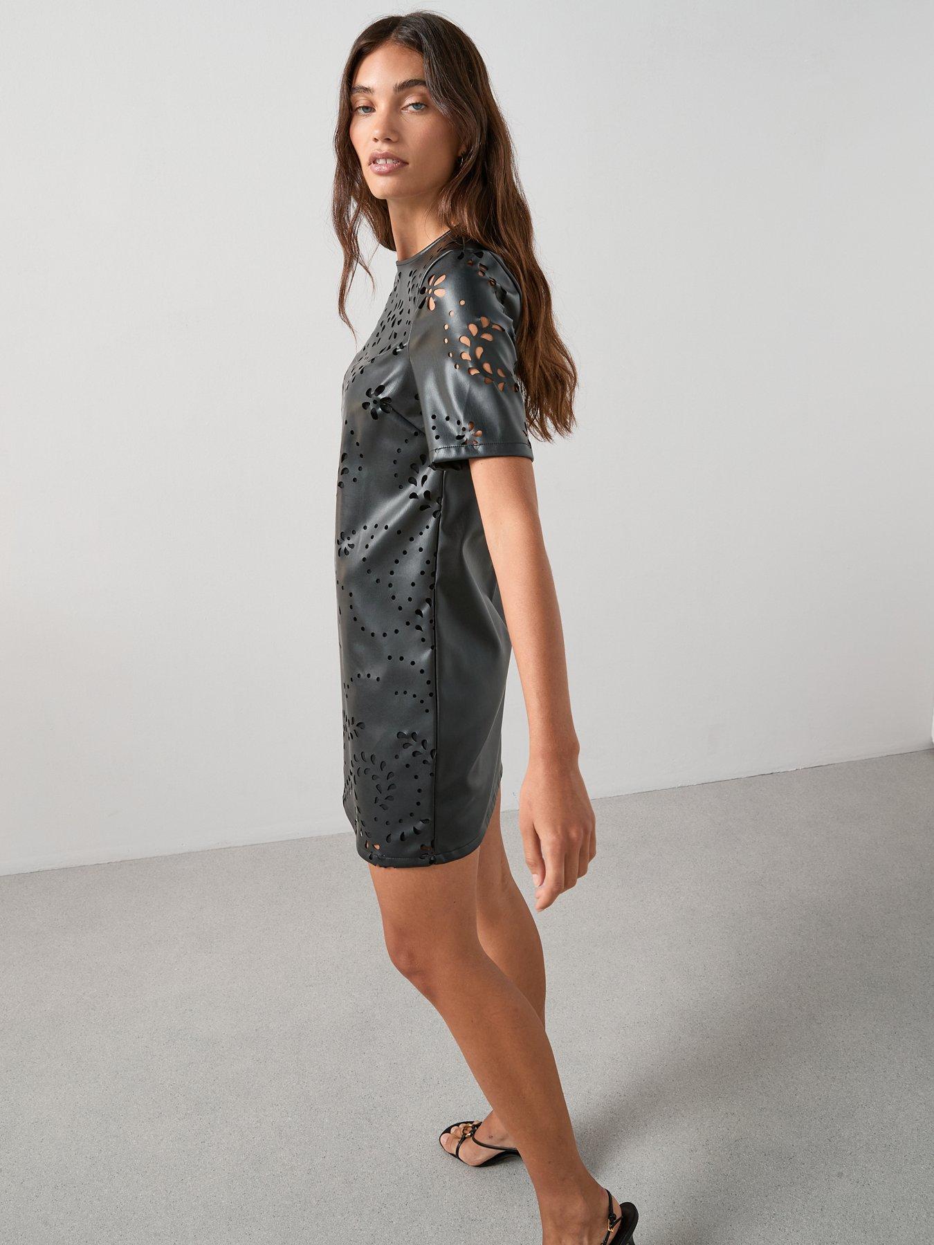 the-very-collection-cutwork-pu-shift-dress-blackdetail