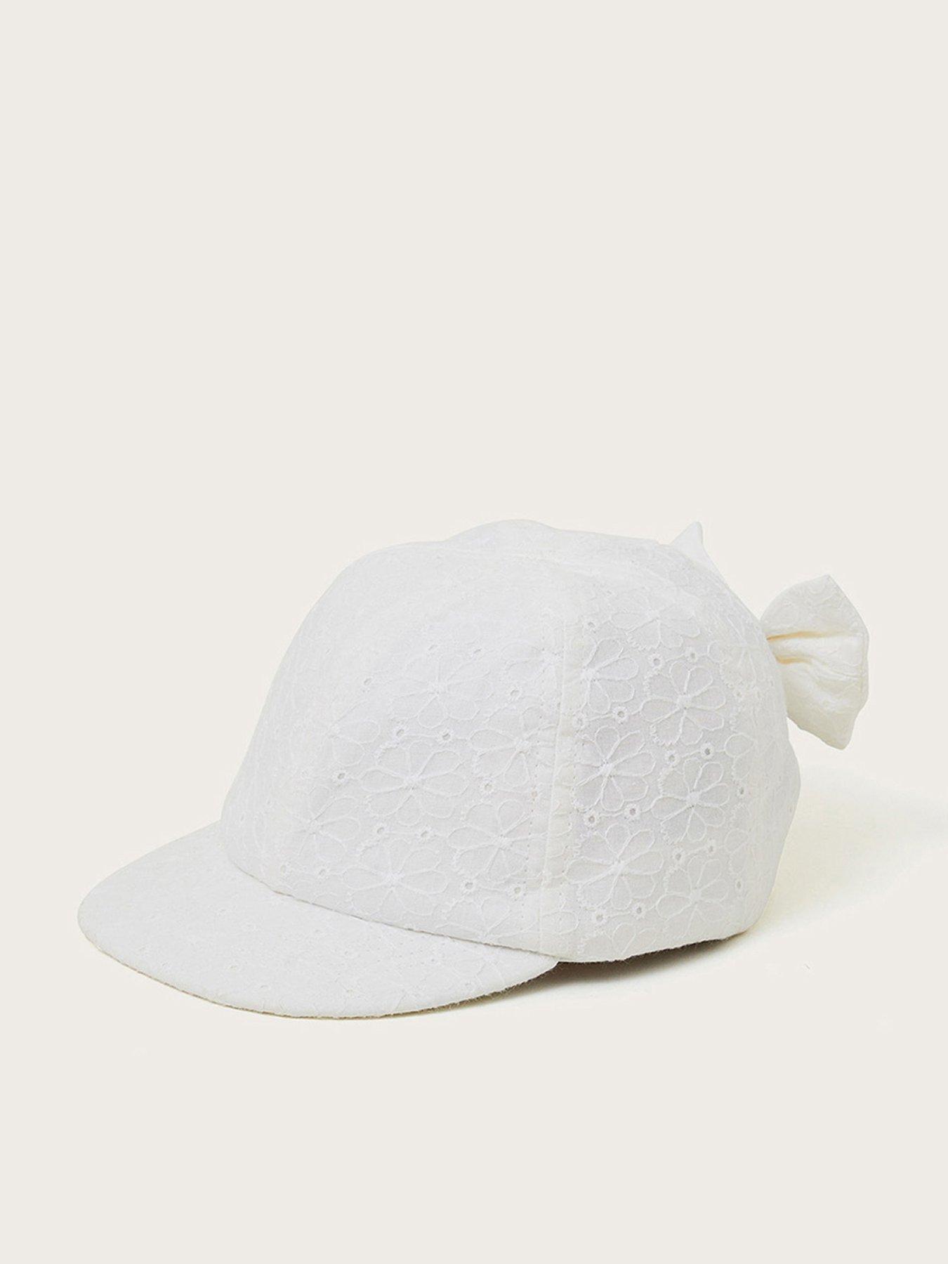 Image of Monsoon Baby Girls Broderie Bow Cap - White