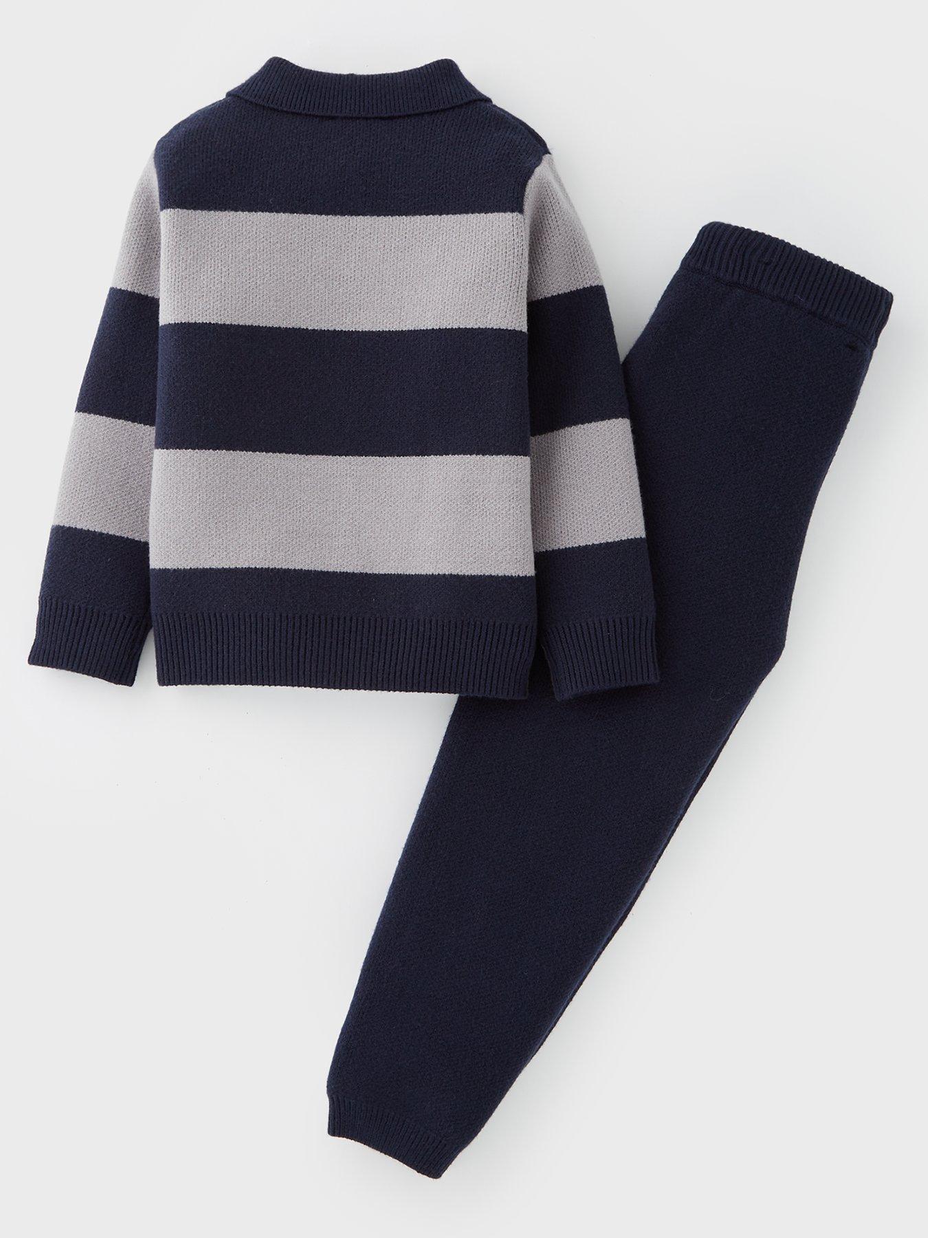 Image 2 of 4 of Mini V by Very Boys Knitted Polo Top And Joggers Set - Multi