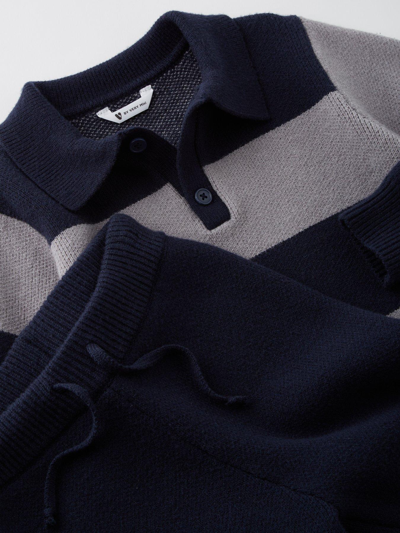 Image 3 of 4 of Mini V by Very Boys Knitted Polo Top And Joggers Set - Multi