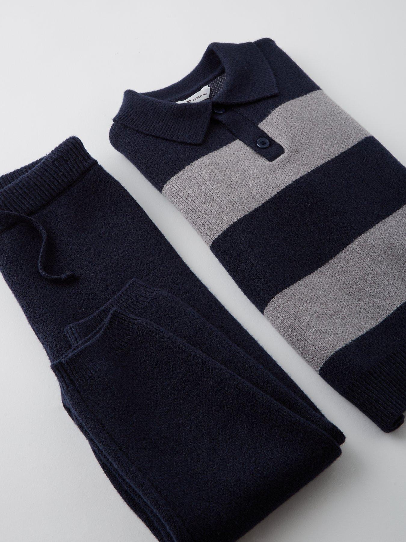 Image 4 of 4 of Mini V by Very Boys Knitted Polo Top And Joggers Set - Multi