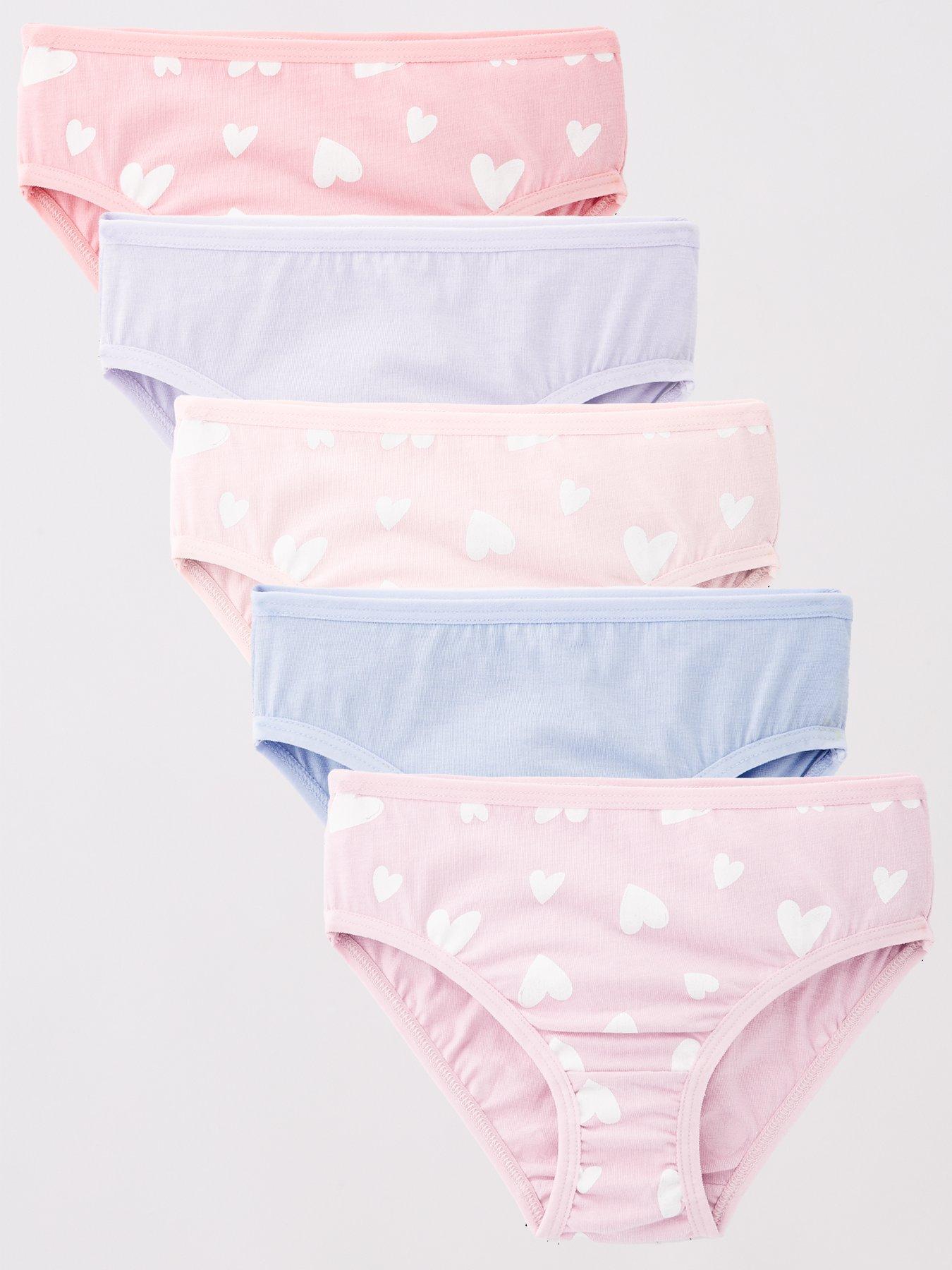 V by Very Girls 5 Pack Heart Briefs - Multi