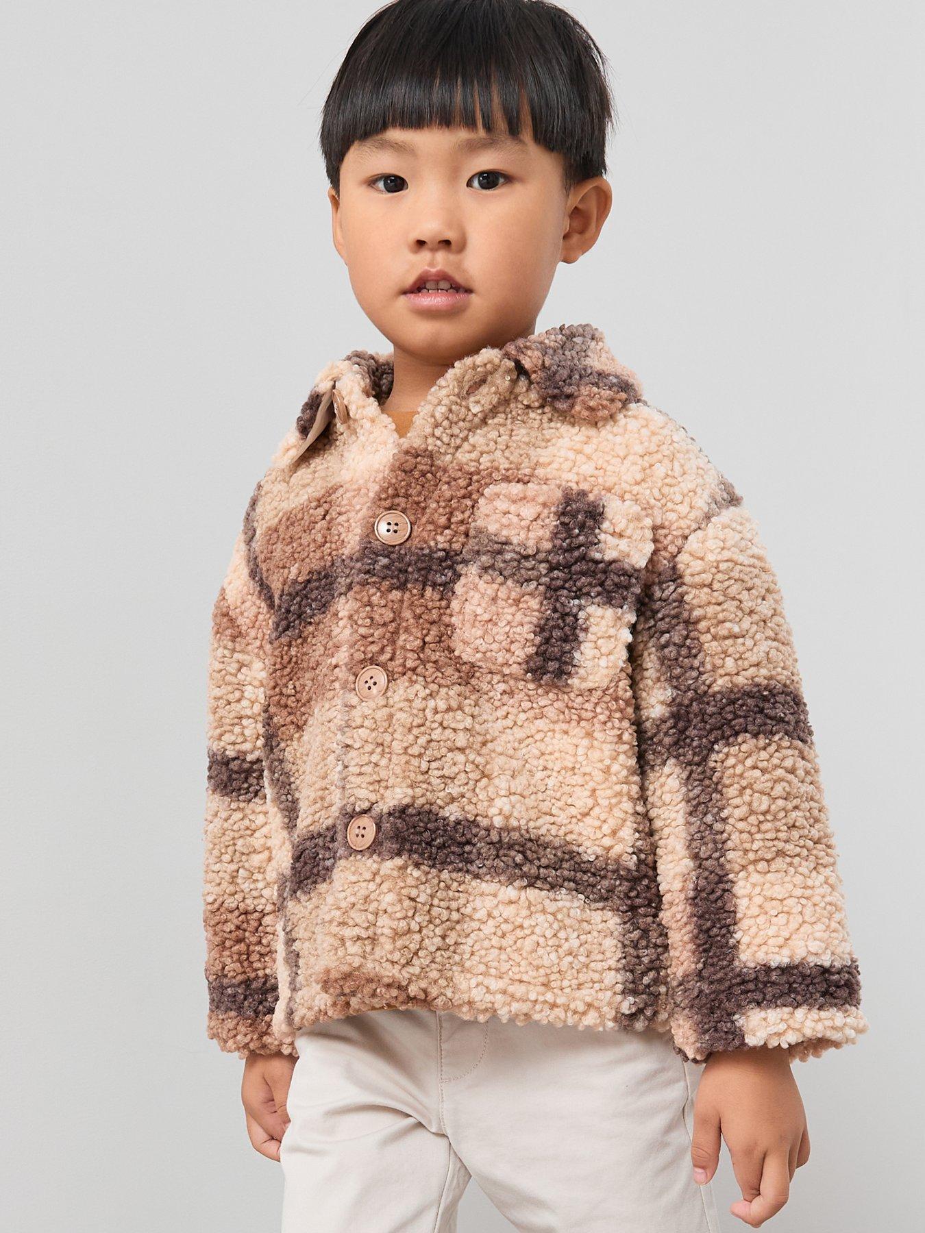the-very-collection-boys-checked-borg-button-up-jacket-brownoutfit