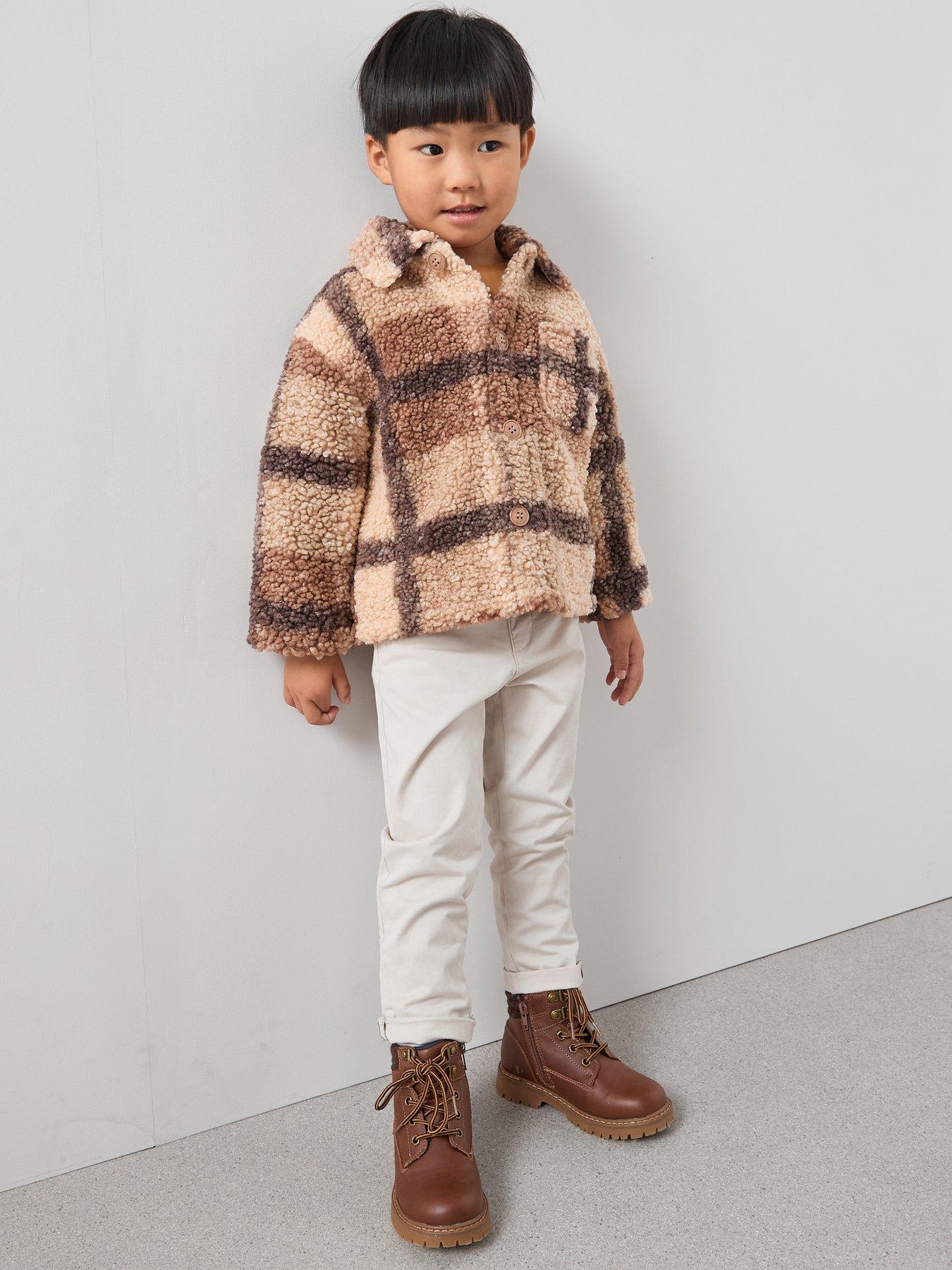 the-very-collection-boys-checked-borg-button-up-jacket-browndetail