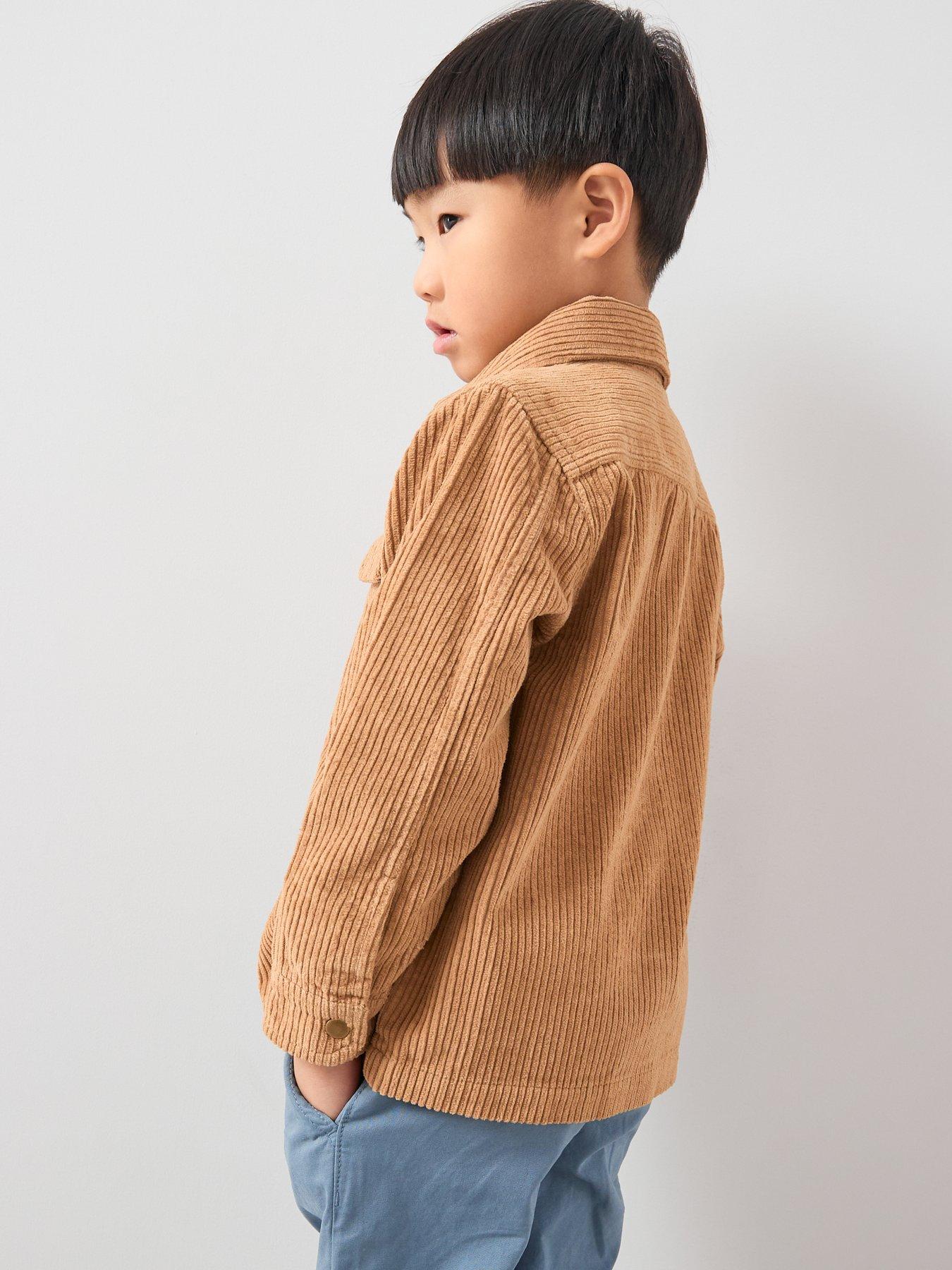 Image 2 of 5 of The Very Collection Boys Cord Shacket and Striped Long Sleeve T-Shirt Set - Multi