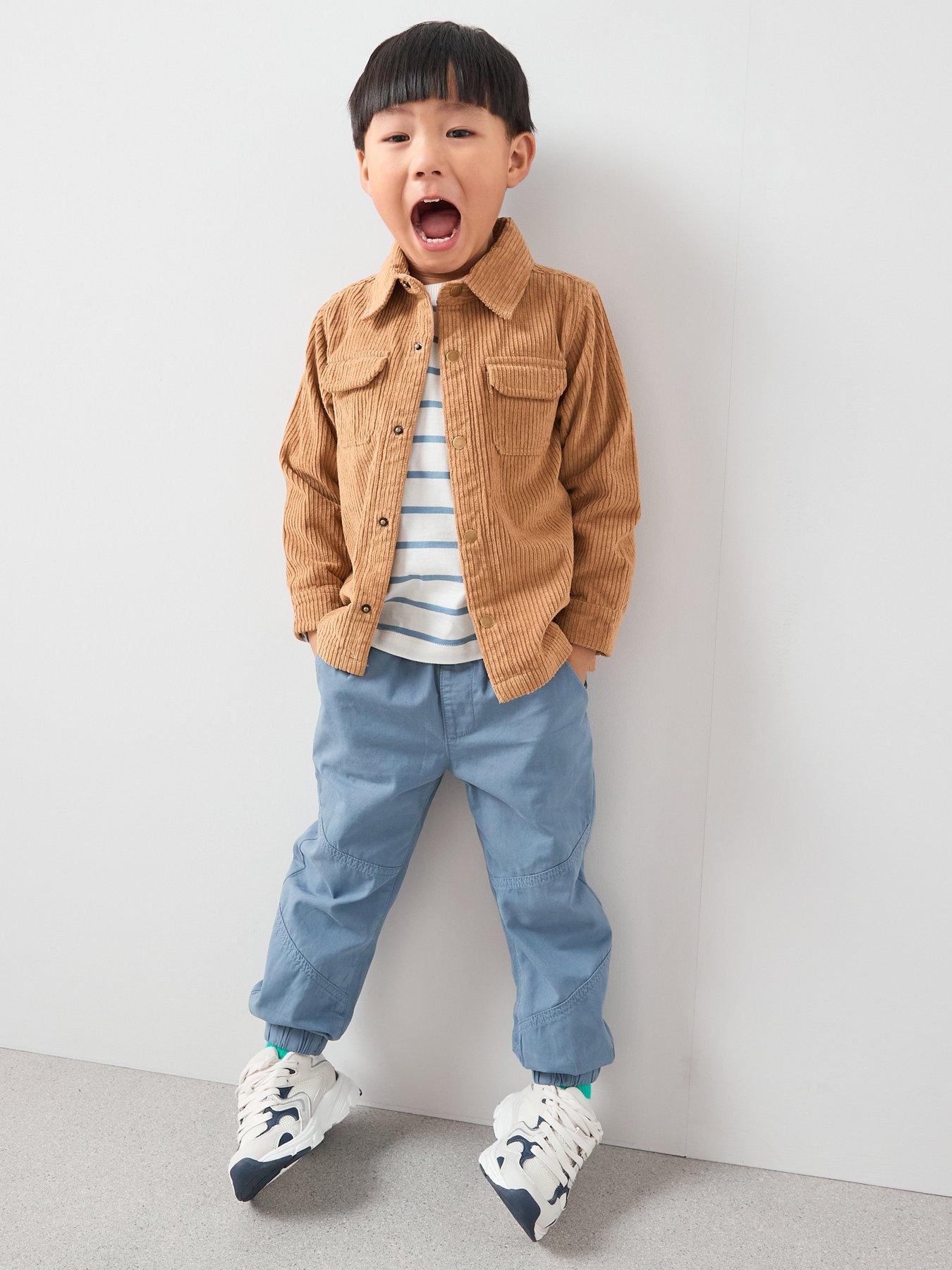 Image 3 of 5 of The Very Collection Boys Cord Shacket and Striped Long Sleeve T-Shirt Set - Multi