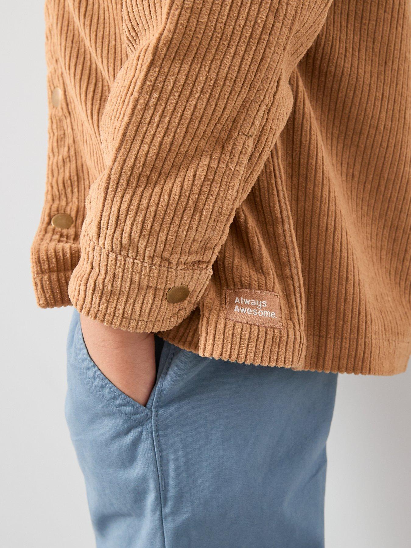 Image 4 of 5 of The Very Collection Boys Cord Shacket and Striped Long Sleeve T-Shirt Set - Multi