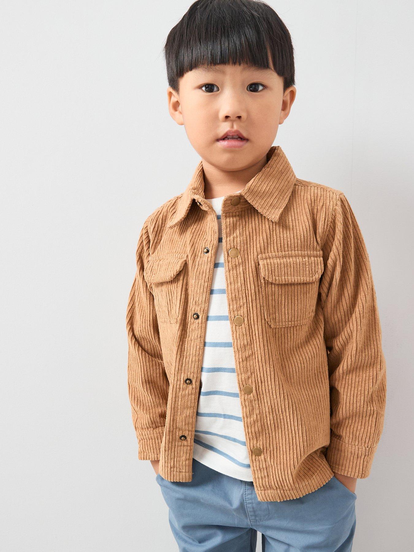 Image 5 of 5 of The Very Collection Boys Cord Shacket and Striped Long Sleeve T-Shirt Set - Multi