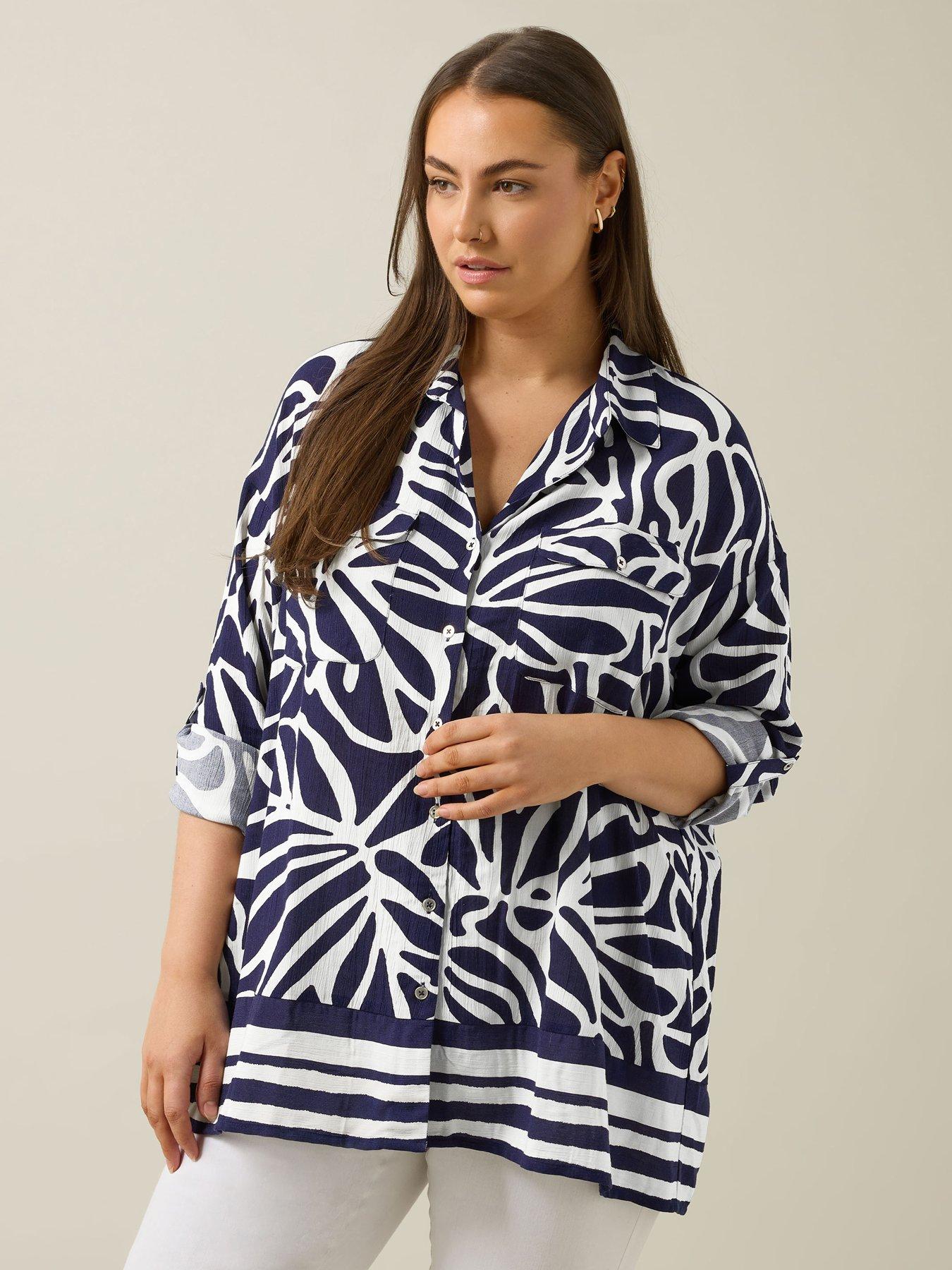 Image of Evans Border Print Shirt - Blue