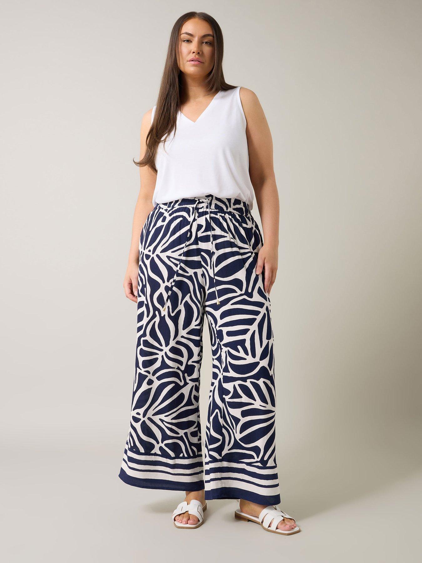 Image 3 of 4 of Evans Border Print Trouser - Blue