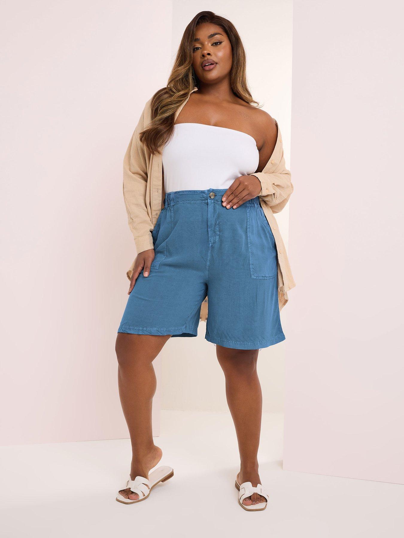 yours-curve-chambray-elasticated-waist-short-blueback