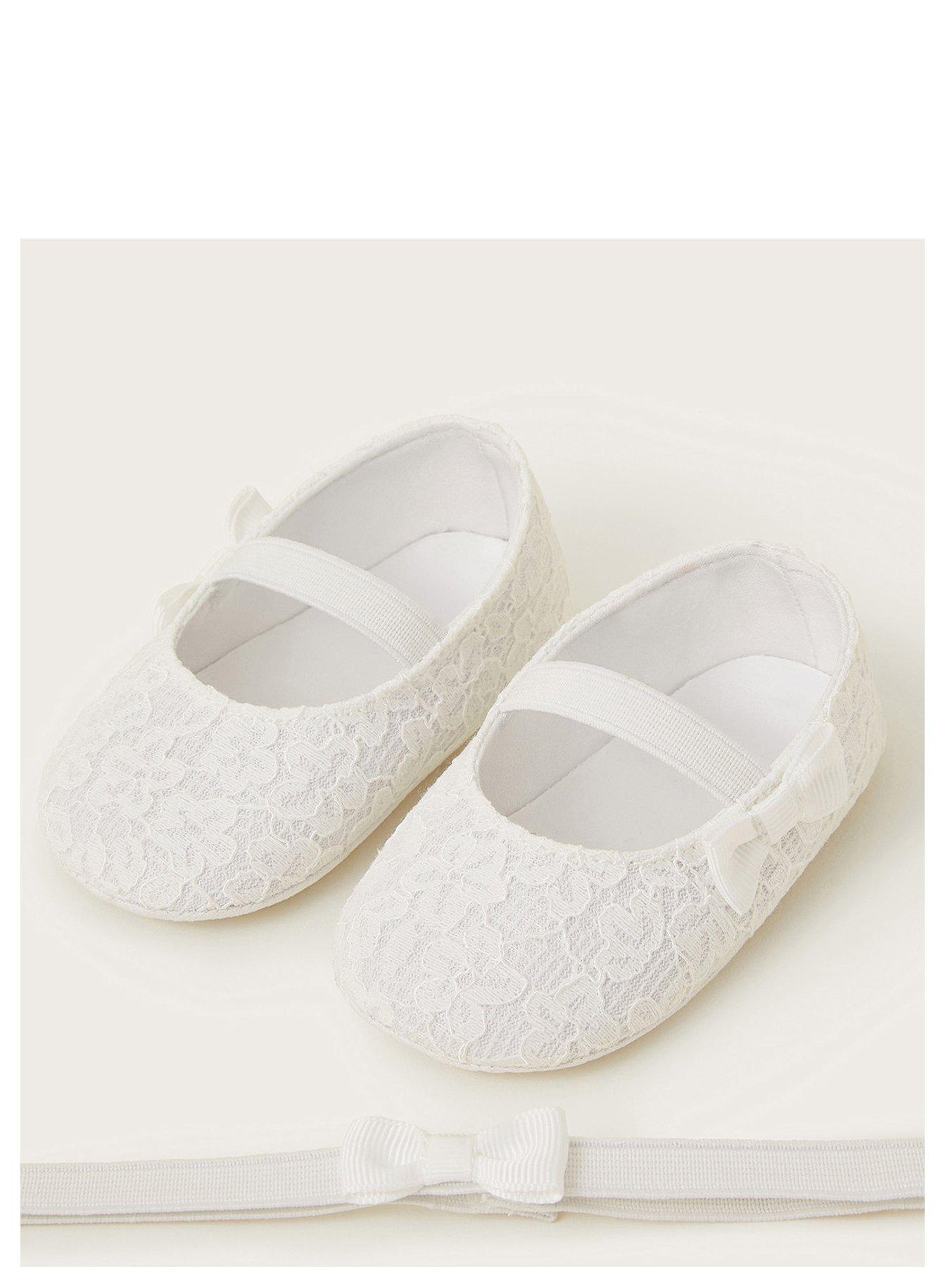 Image 2 of 2 of Monsoon Baby Girls Lace Booties And Bow Headband Set - Ivory