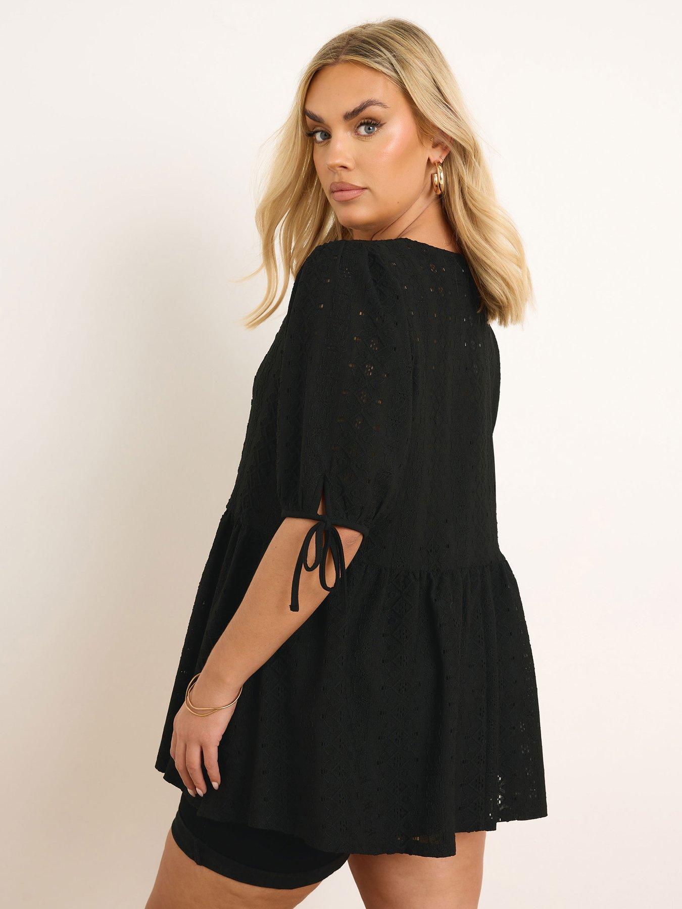 yours-curve-tie-front-peplum-top-blackstillFront