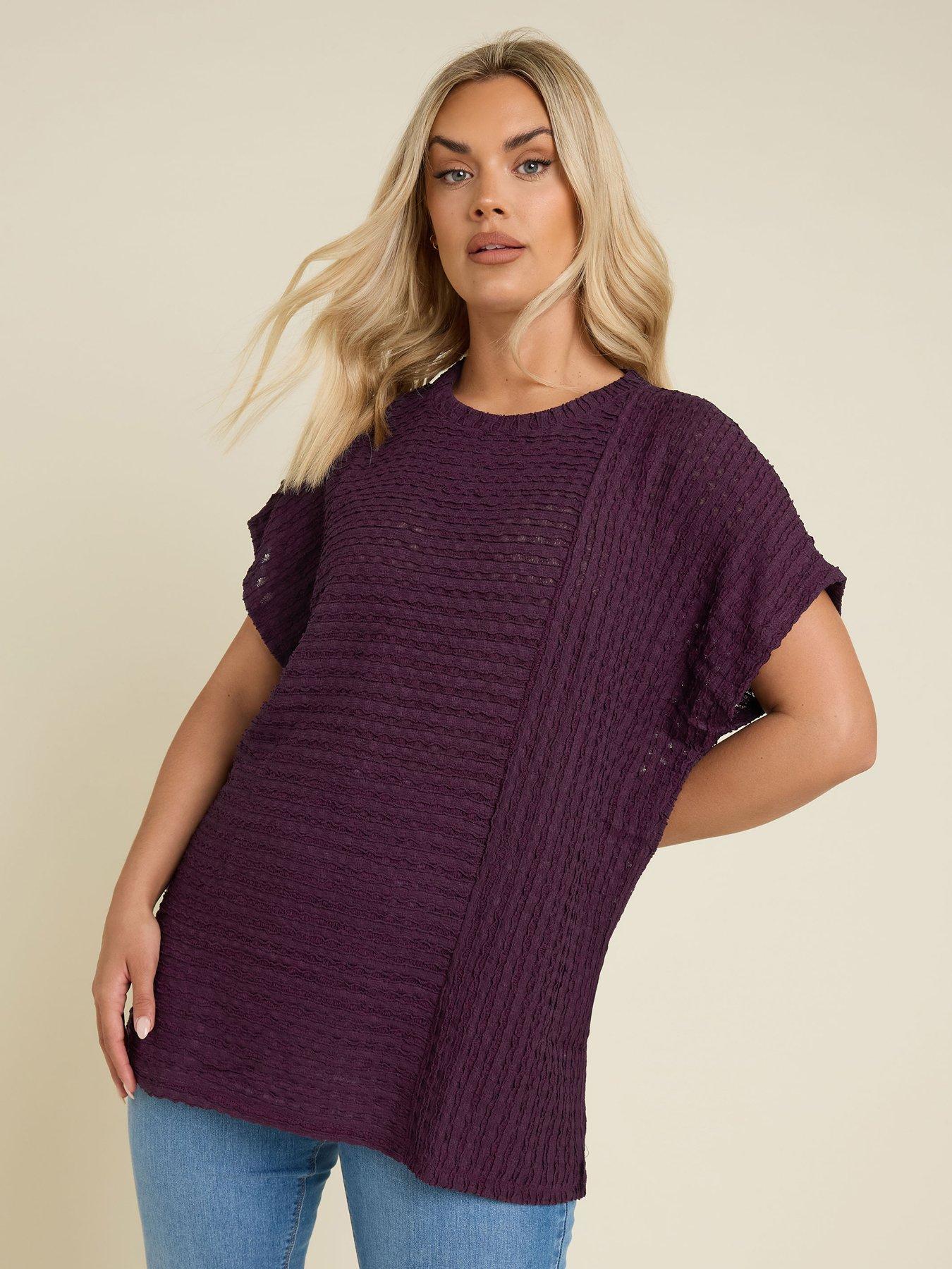 yours-curve-textured-short-sleeve-top-purple