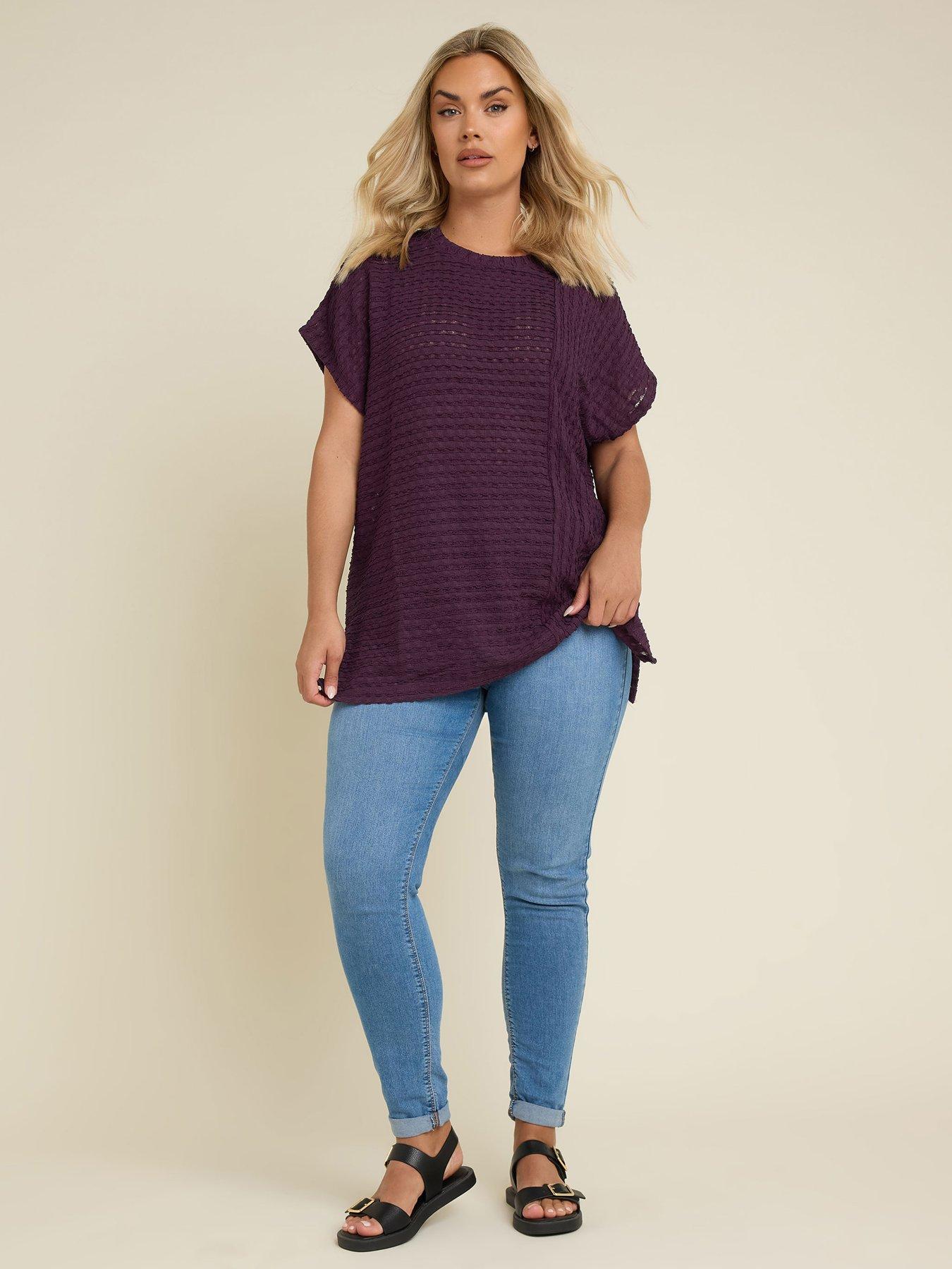 yours-curve-textured-short-sleeve-top-purpleback