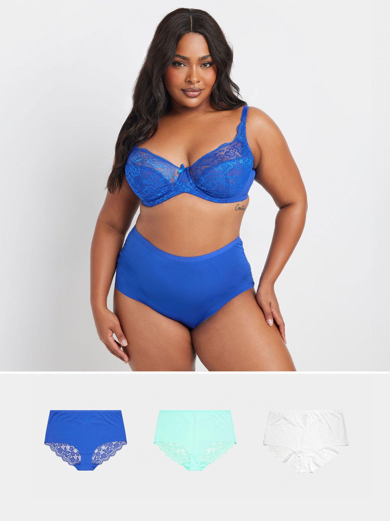 undefined Curve 3 Pack Lace Back Full Brief - Blue