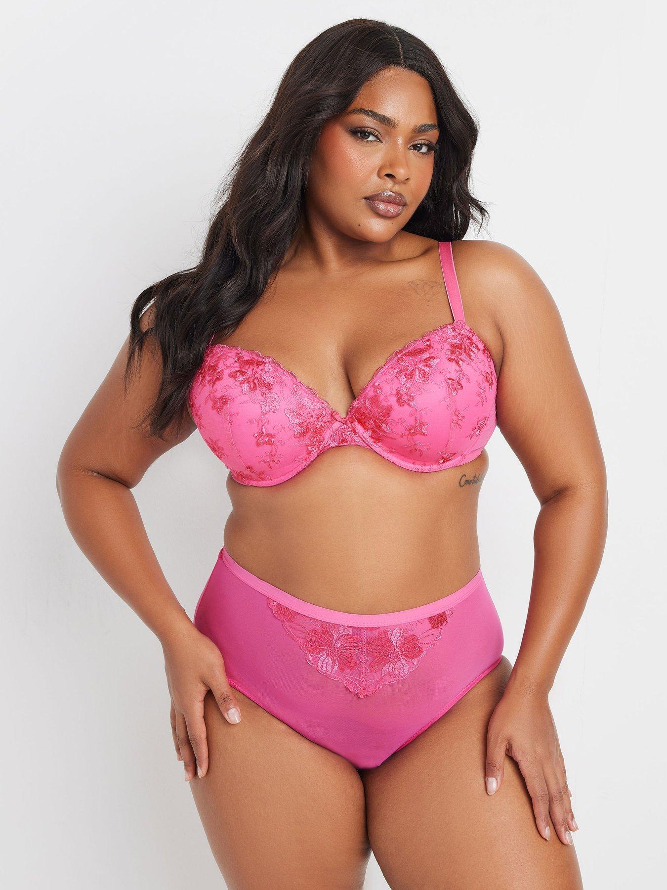 Image 3 of 4 of Yours Curve 2 Pack Embroidered Padded Bra - Pink