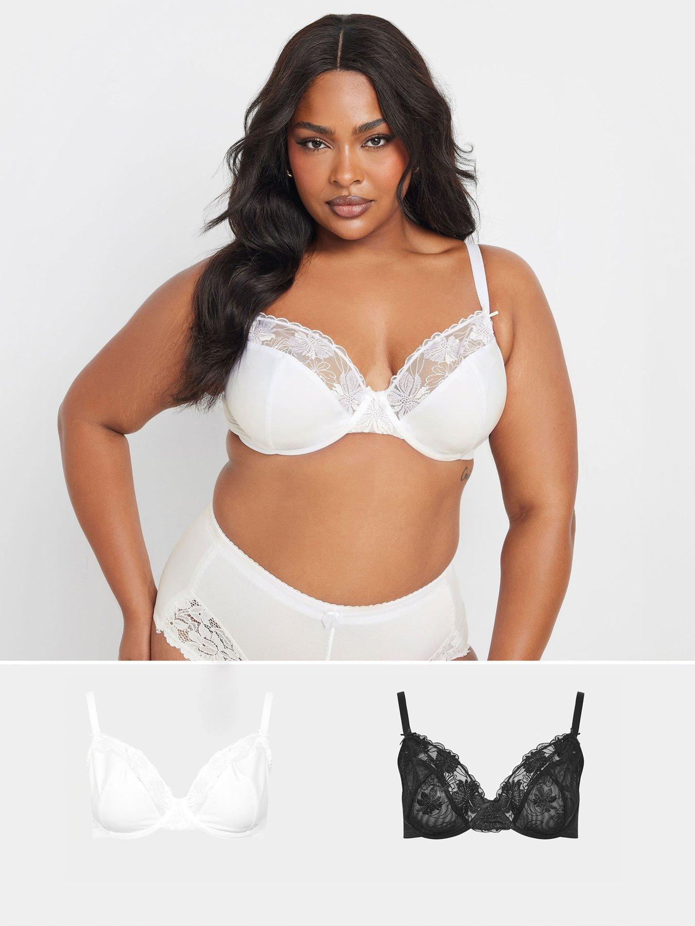 Image 1 of 4 of Yours Curve 2 Pack Molly Underwired Bra - Black/White