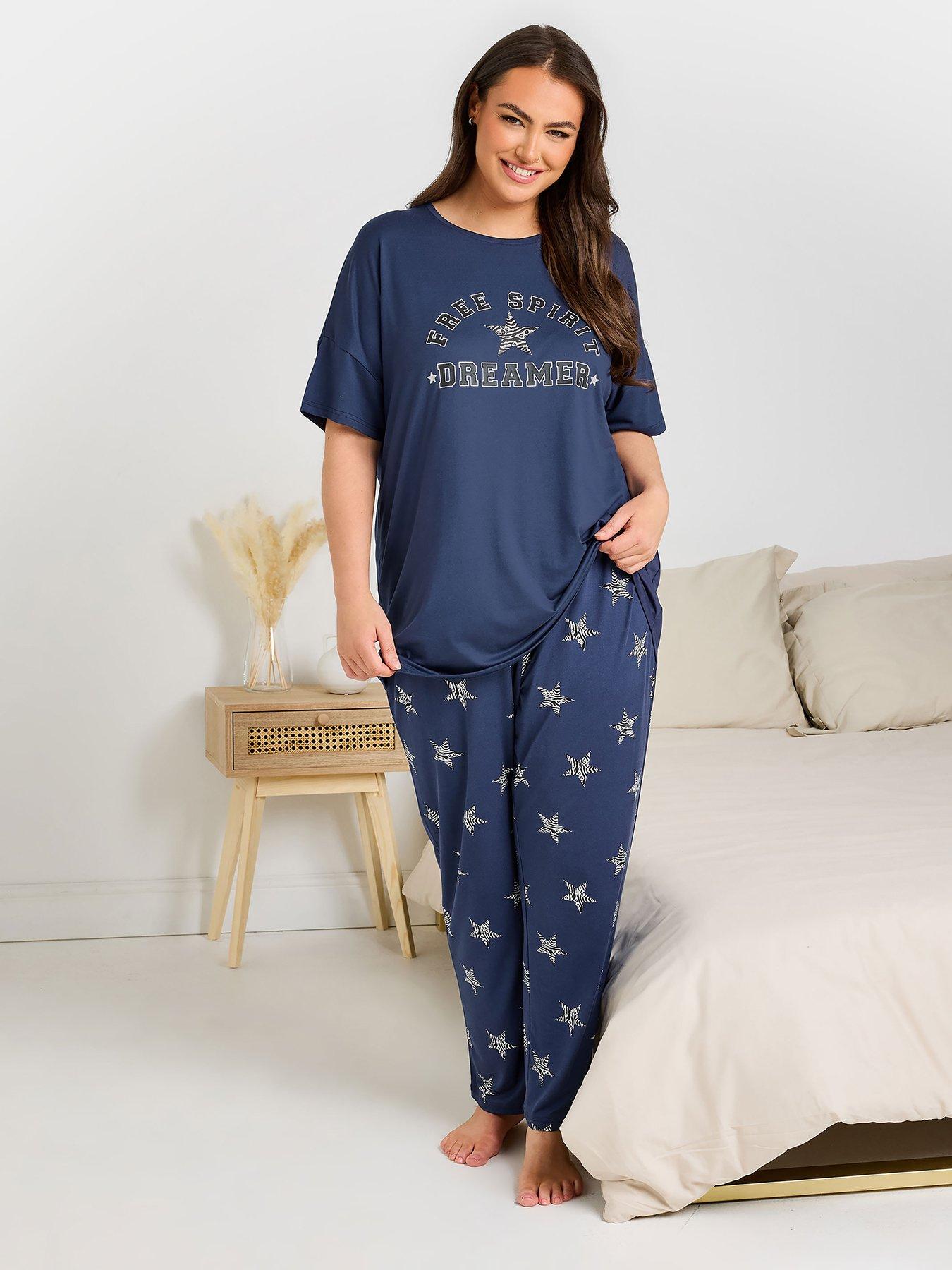 undefined Curve Free Spirit Dreamer Wide Leg Pyjama Set - Blue
