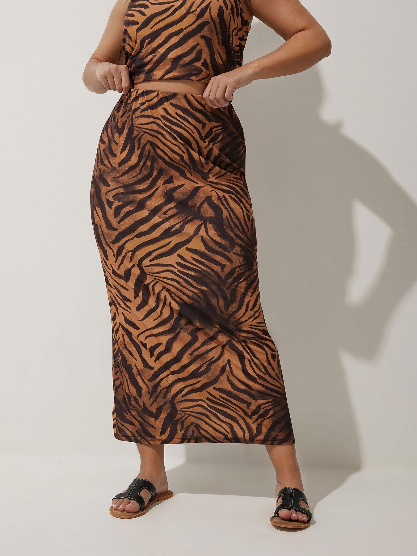 Image 1 of 3 of Yours Curve Zebra Print Skirt