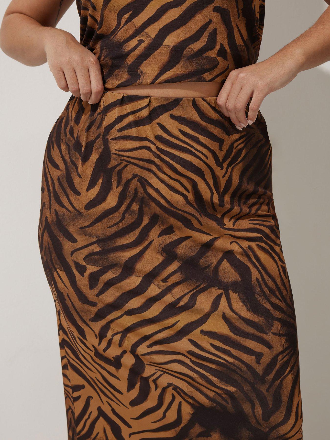 Image 3 of 3 of Yours Curve Zebra Print Skirt