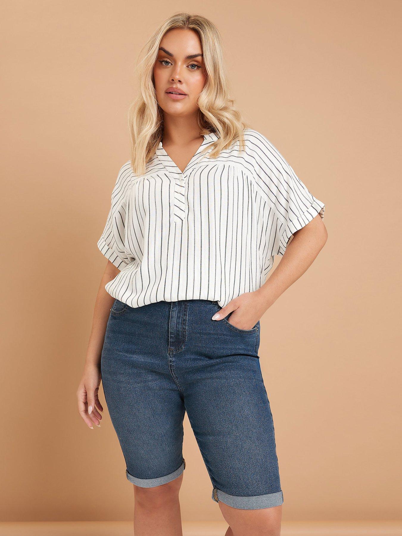 Image 1 of 4 of Yours Curve Basic Denim Short - Blue