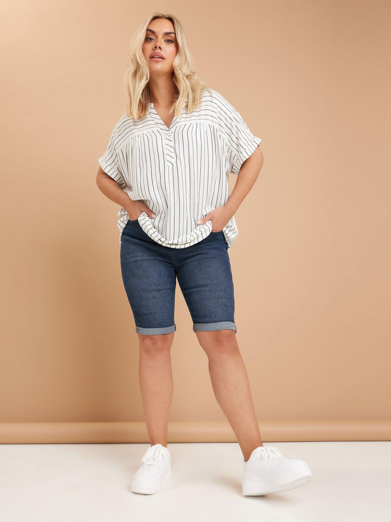 Image 3 of 4 of Yours Curve Basic Denim Short - Blue