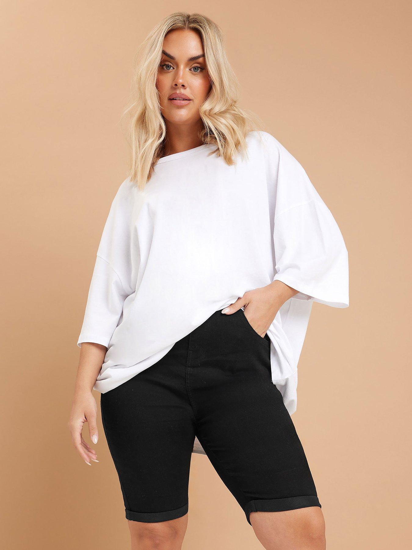 yours-curve-basic-denim-short-blackfront
