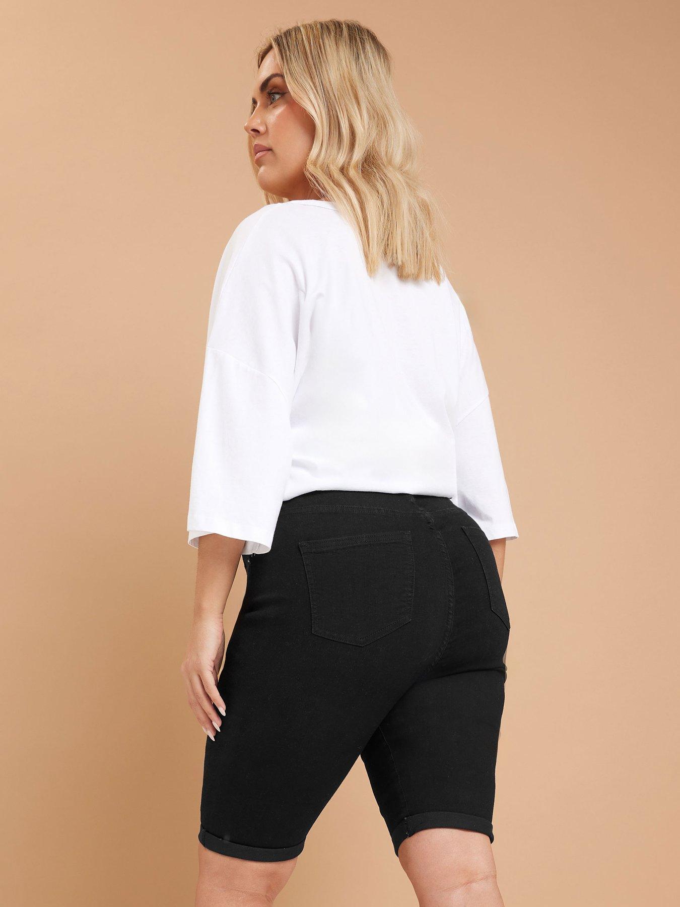 yours-curve-basic-denim-short-blackstillFront