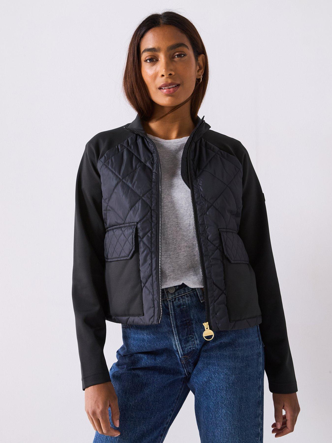 undefined Ebony Quilted Sweat Bomber Jacket - Black