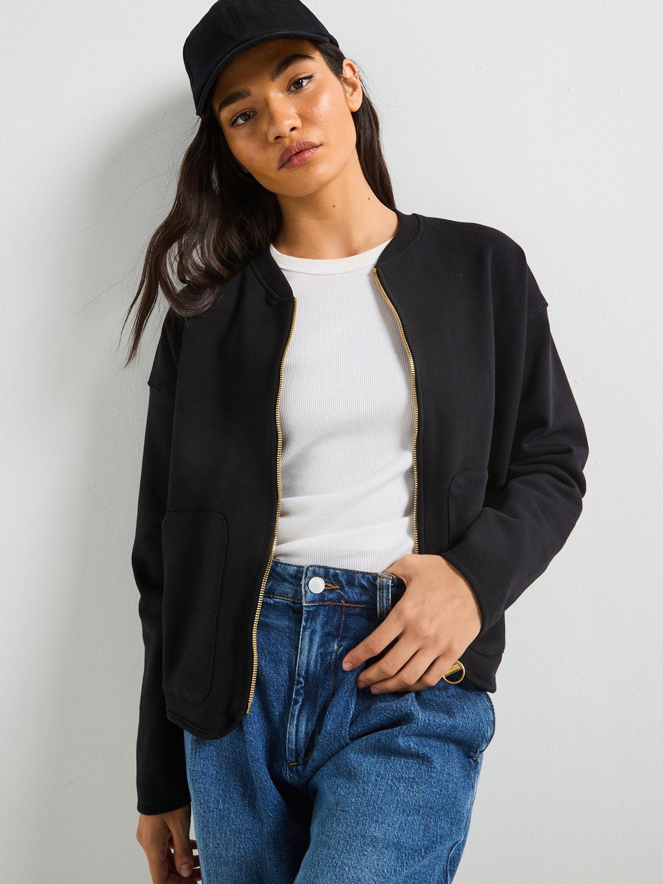 Image 1 of 5 of Barbour International Clara Sweat Bomber Jacket - Black