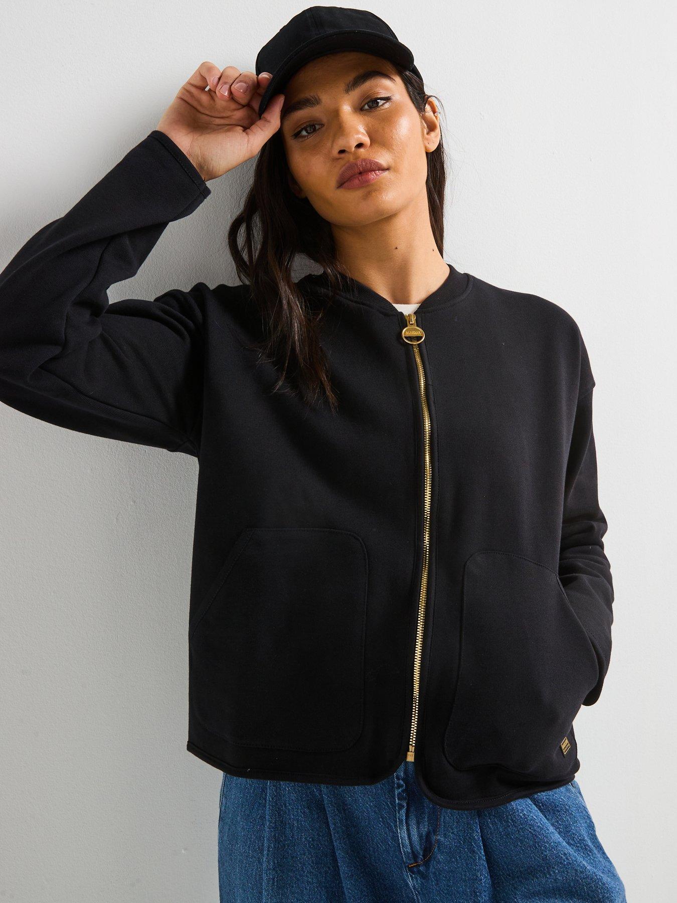 Image 4 of 5 of Barbour International Clara Sweat Bomber Jacket - Black