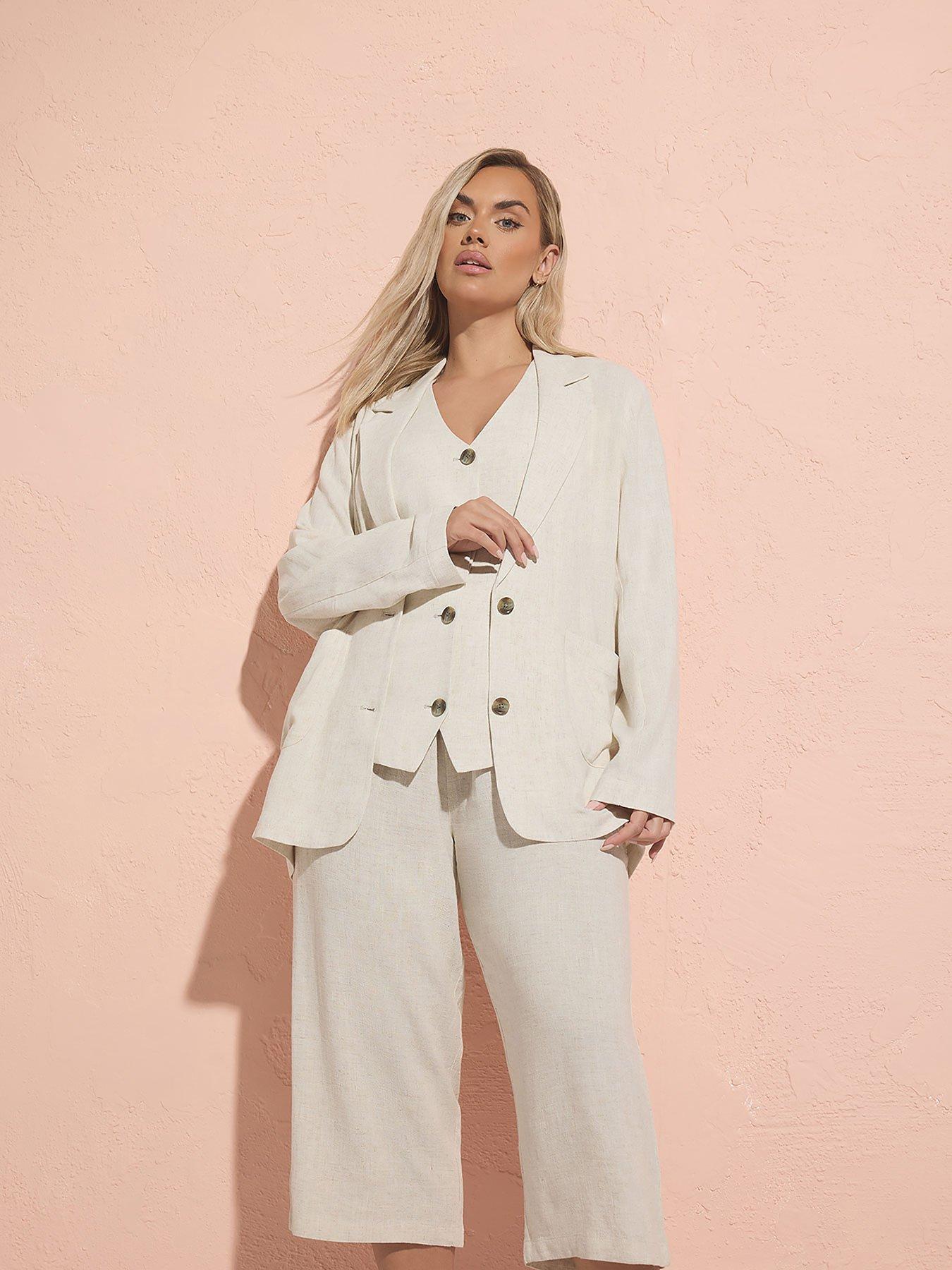Image 1 of 4 of Yours Curve Relaxed Unlined Blazer - Natural