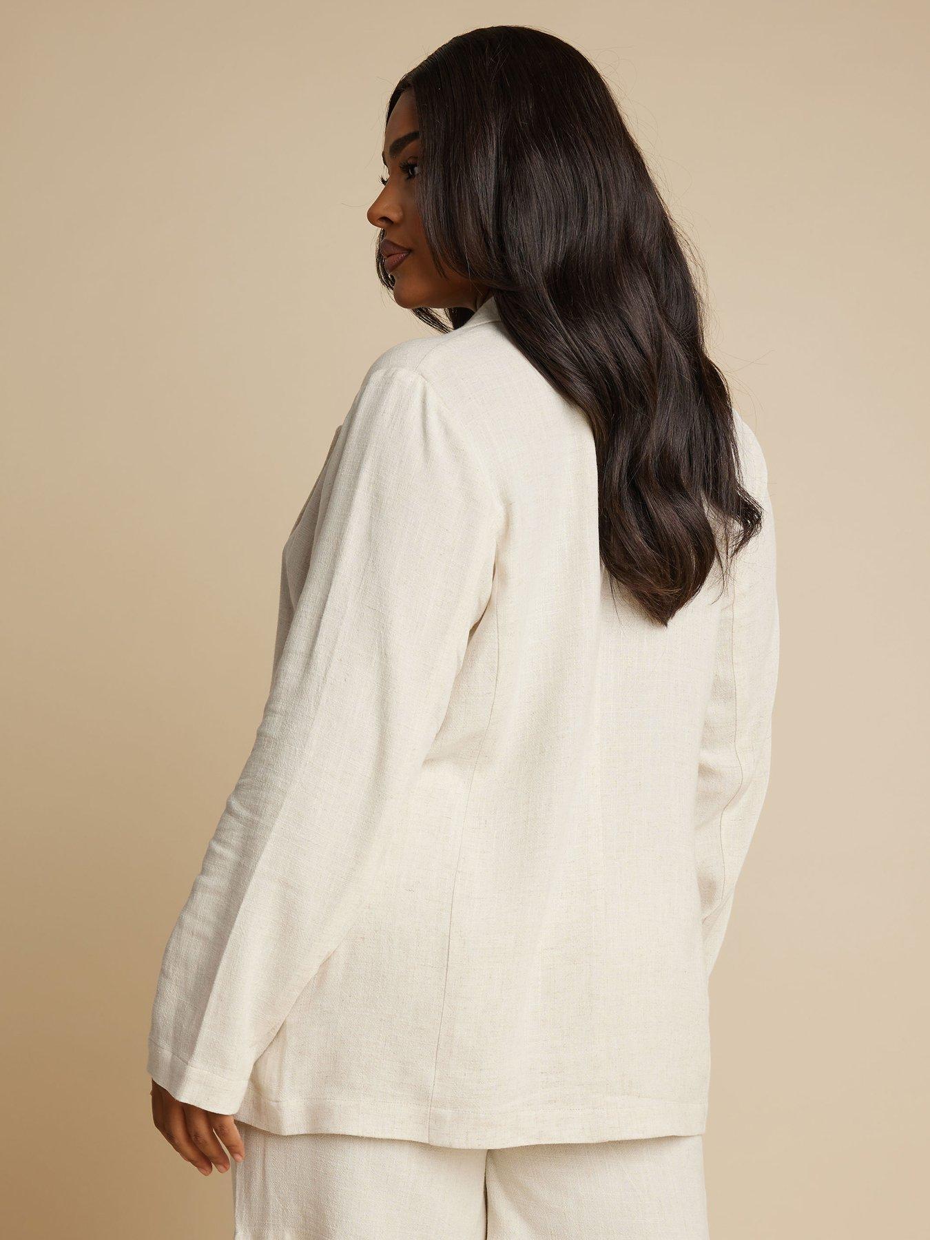 Image 2 of 4 of Yours Curve Relaxed Unlined Blazer - Natural