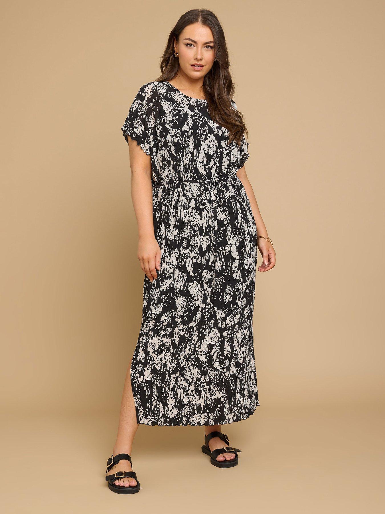 yours-curve-plisse-tie-front-dress-blackback