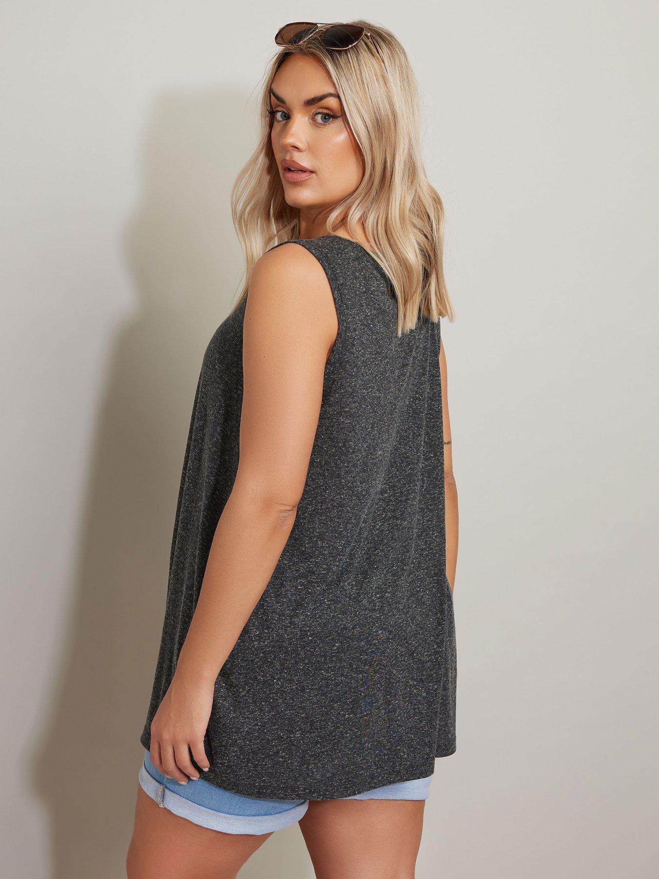 yours-curve-linen-look-vest-blackstillFront
