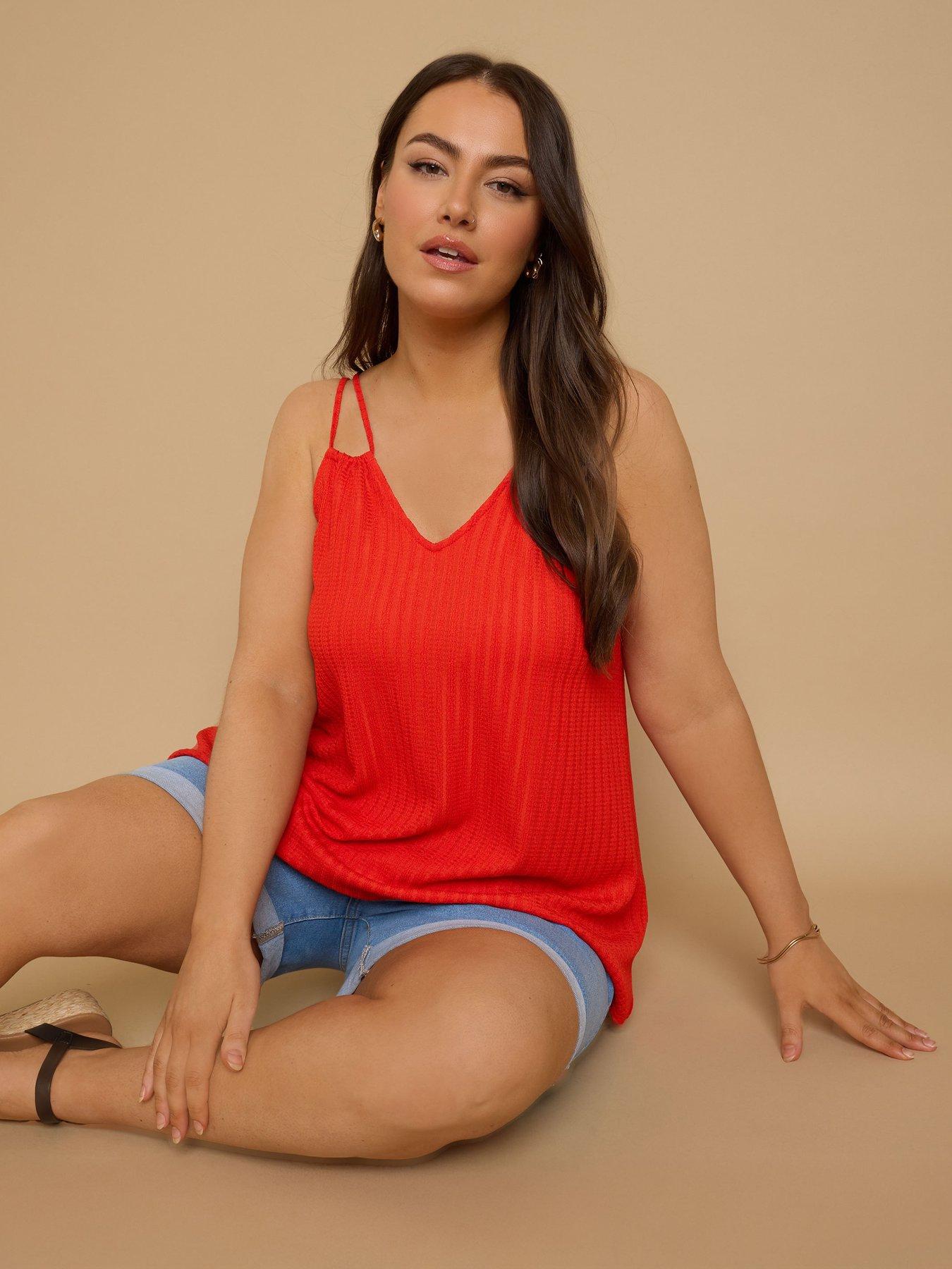 Image 1 of 4 of Yours Curve Double Strap Cami Top - Orange