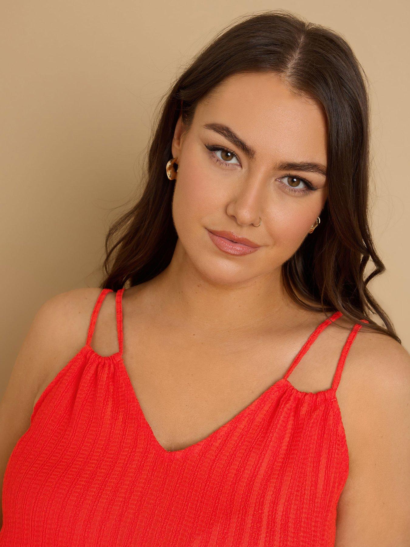 Image 4 of 4 of Yours Curve Double Strap Cami Top - Orange