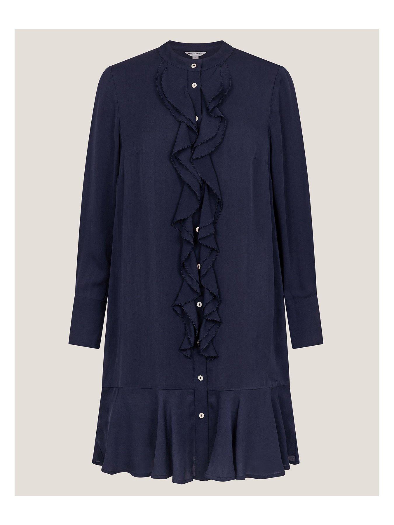 Image 3 of 5 of Monsoon Lara Frill Dress - Navy