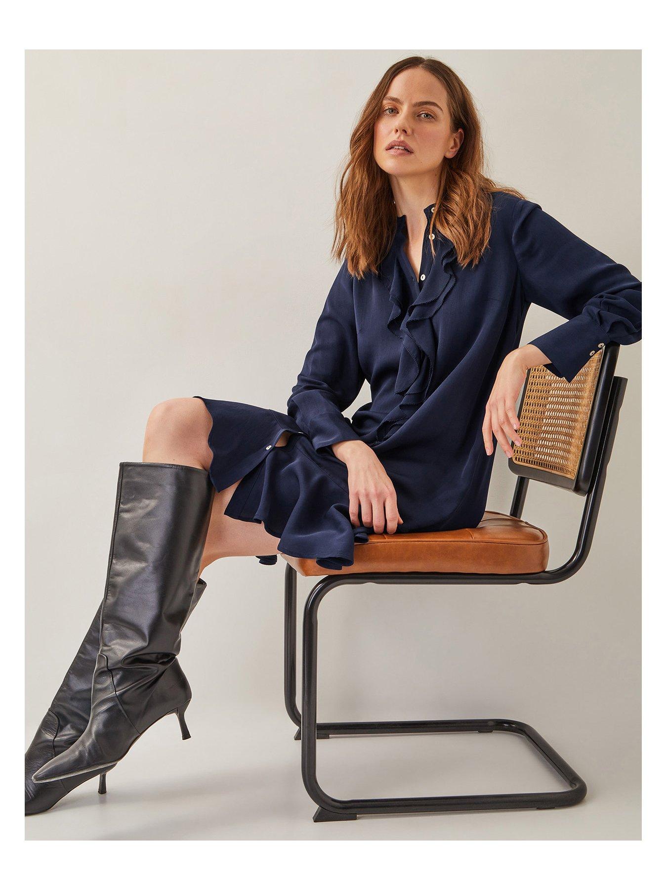 Image 4 of 5 of Monsoon Lara Frill Dress - Navy