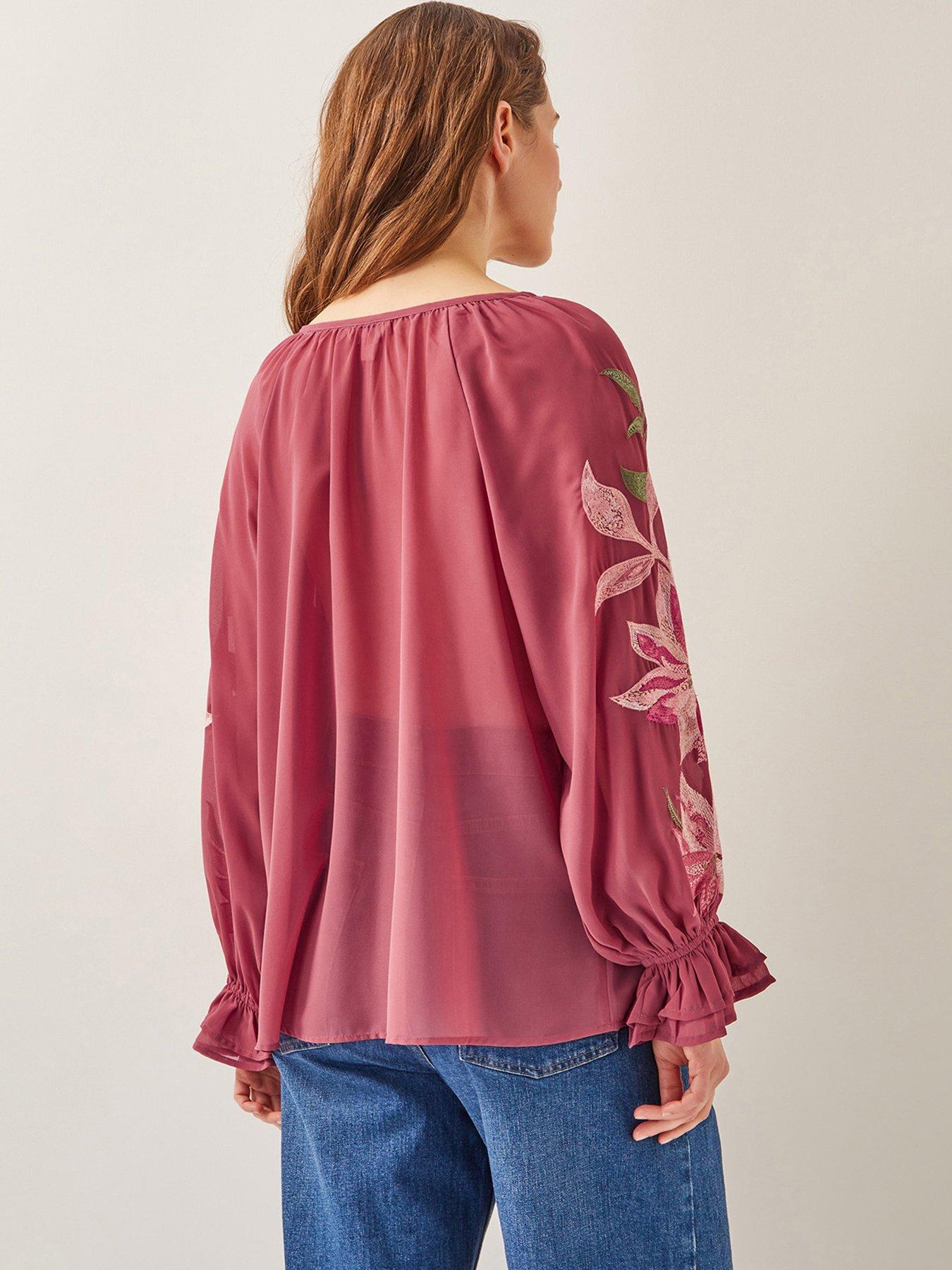 Image 2 of 5 of Monsoon Natalia Embellished Blouse - Pink
