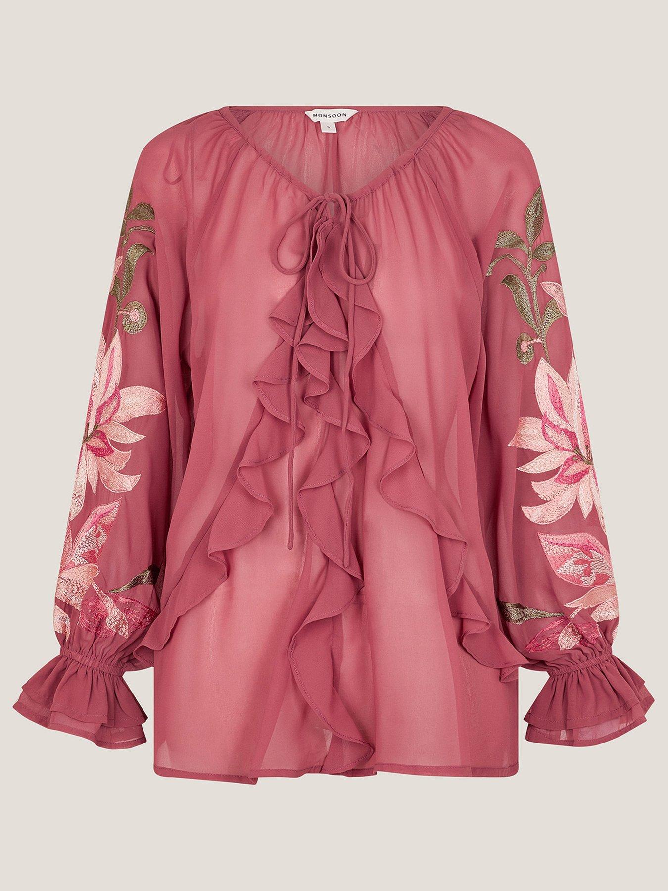 Image 3 of 5 of Monsoon Natalia Embellished Blouse - Pink