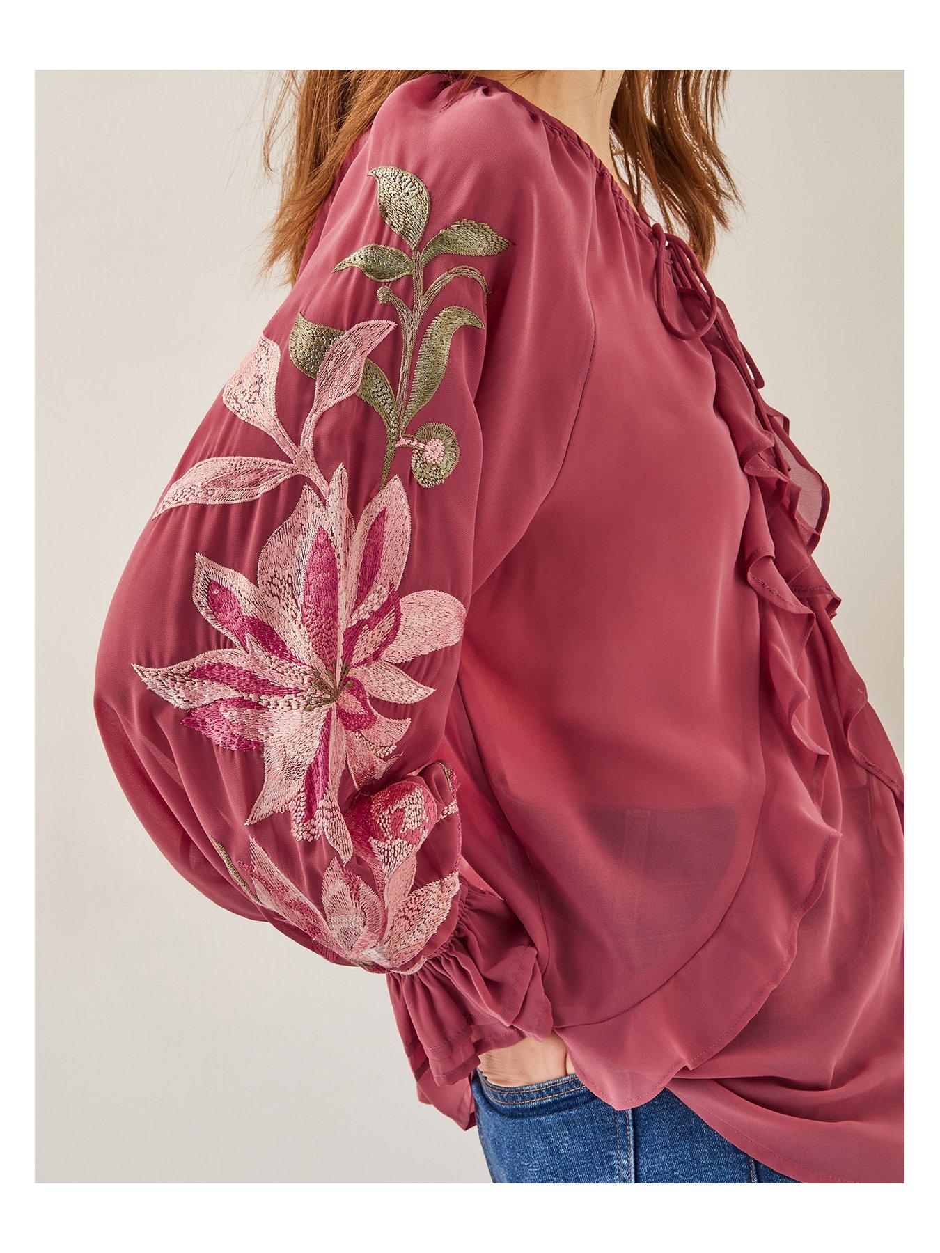 Image 5 of 5 of Monsoon Natalia Embellished Blouse - Pink