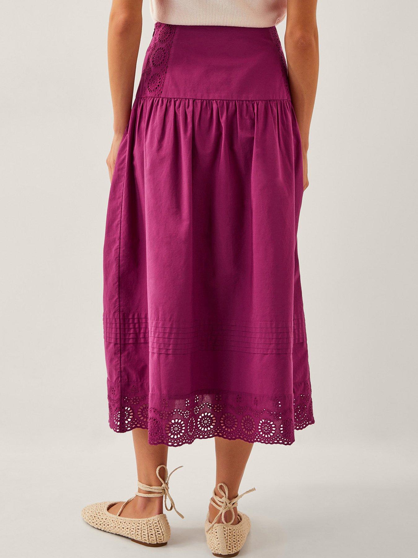 Image 2 of 5 of Monsoon Saoirse Embellished Skirt - Burgundy