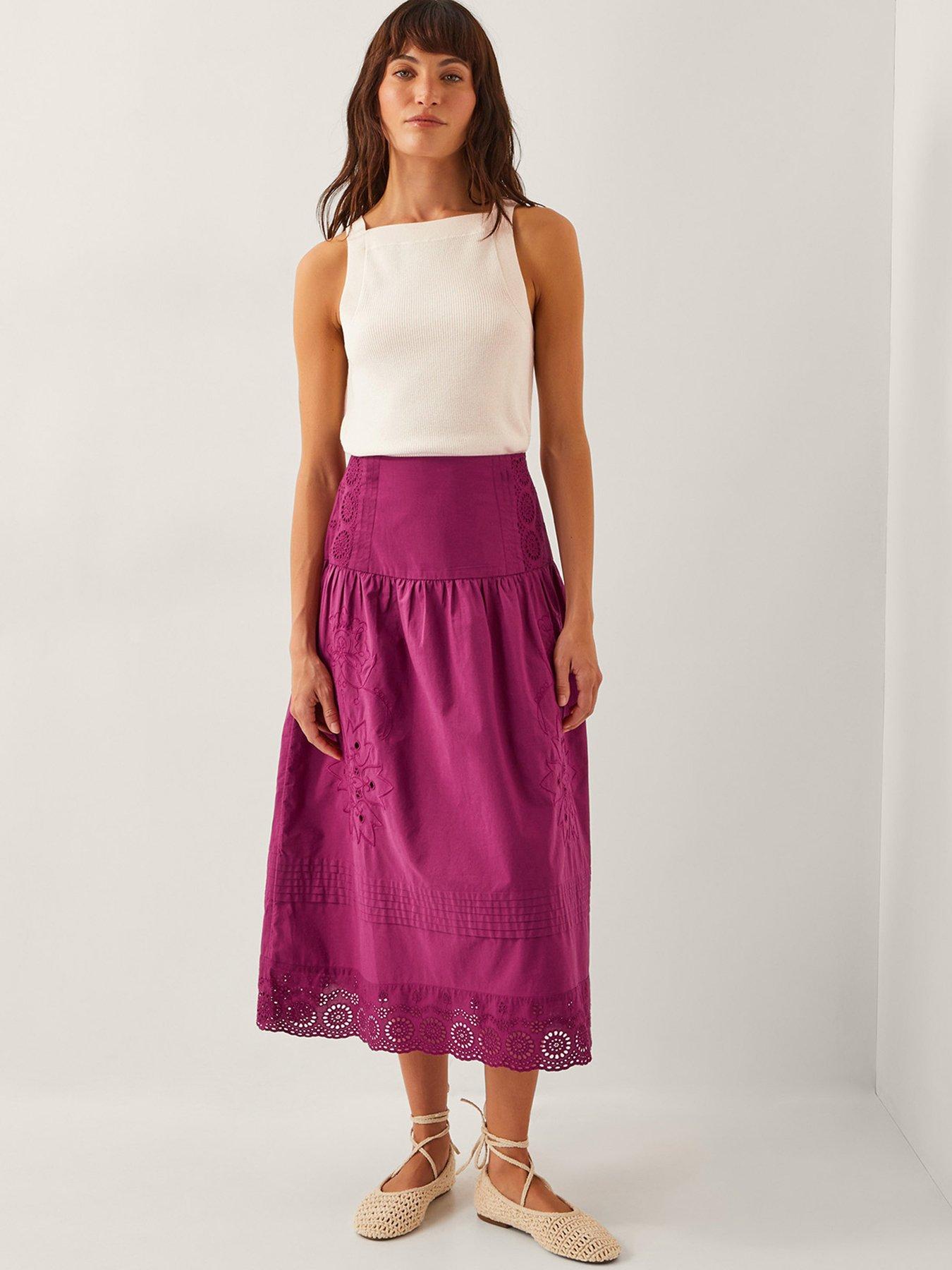 Image 3 of 5 of Monsoon Saoirse Embellished Skirt - Burgundy