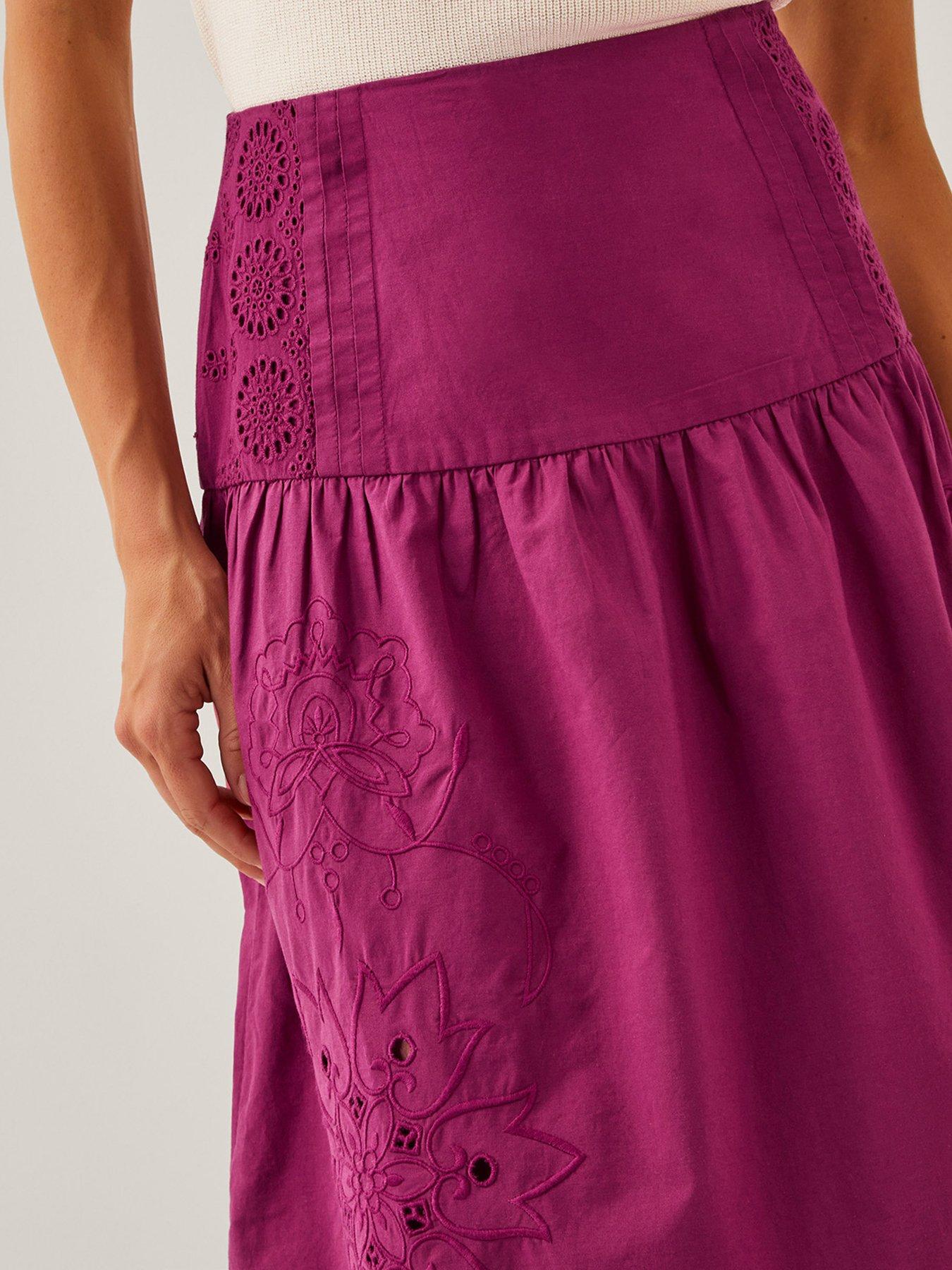 Image 4 of 5 of Monsoon Saoirse Embellished Skirt - Burgundy
