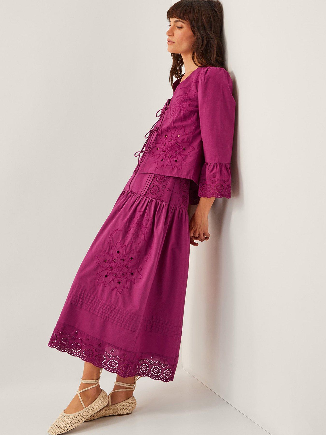Image 5 of 5 of Monsoon Saoirse Embellished Skirt - Burgundy