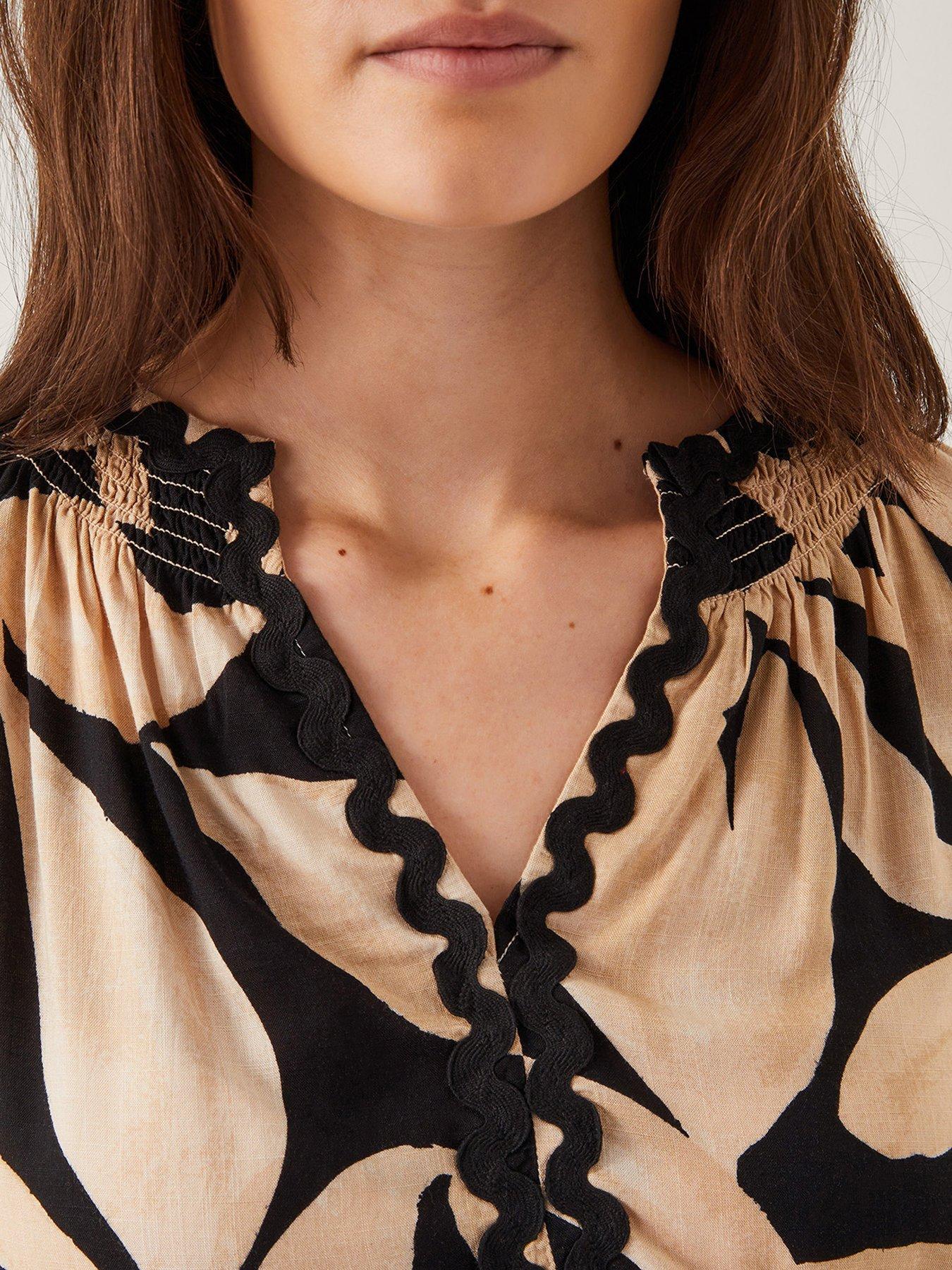 Image 4 of 4 of Monsoon Annie Print Top - Black