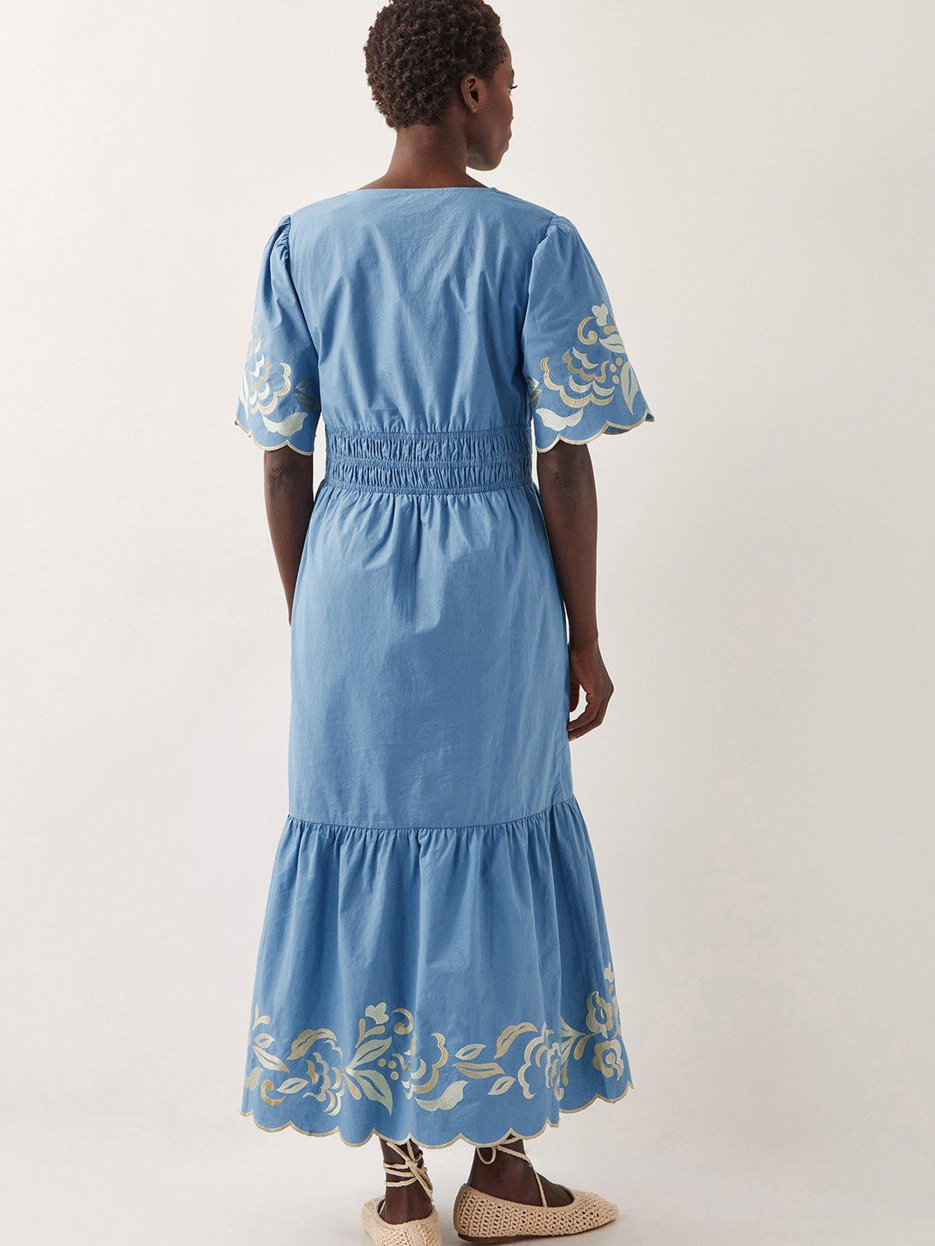 Image 2 of 4 of Monsoon Leia Embellished Dress - Blue